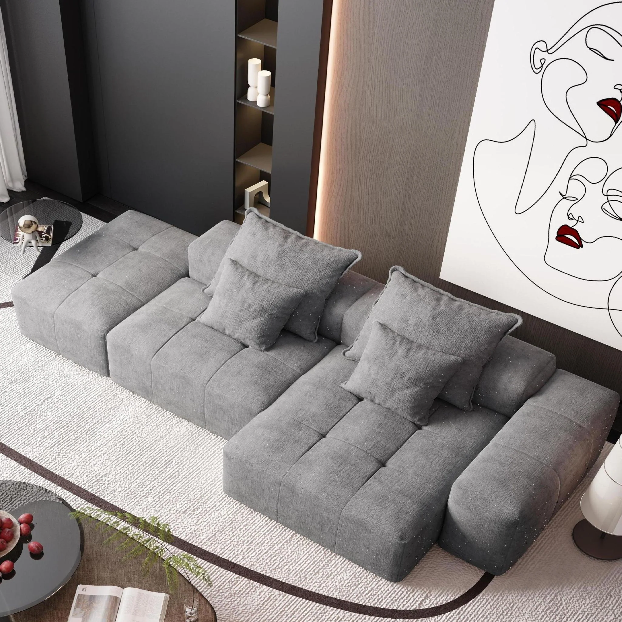 Modern Oversized Diy Combination Modular Sectional Sofa With Pillows - Image 32