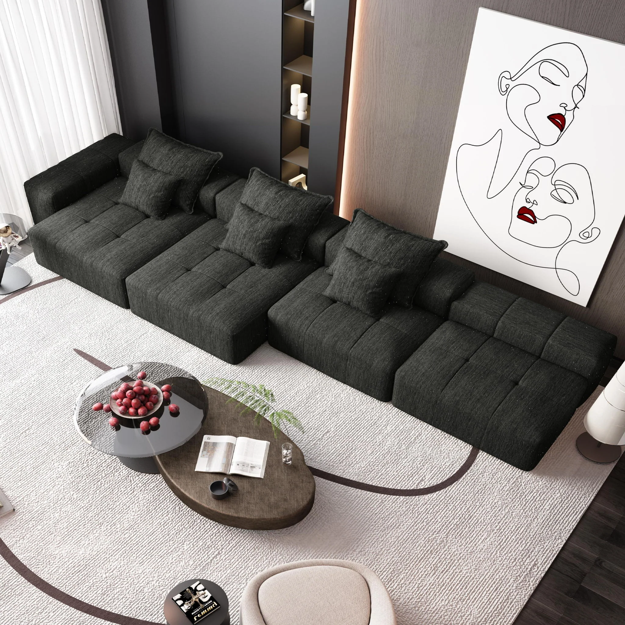 Modern Oversized Diy Combination Modular Sectional Sofa With Pillows - Image 34