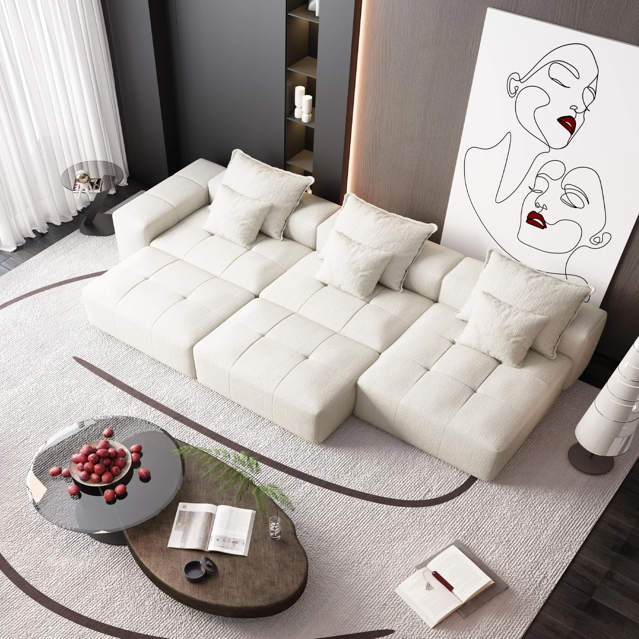 Modern Oversized Diy Combination Modular Sectional Sofa With Pillows - Image 35
