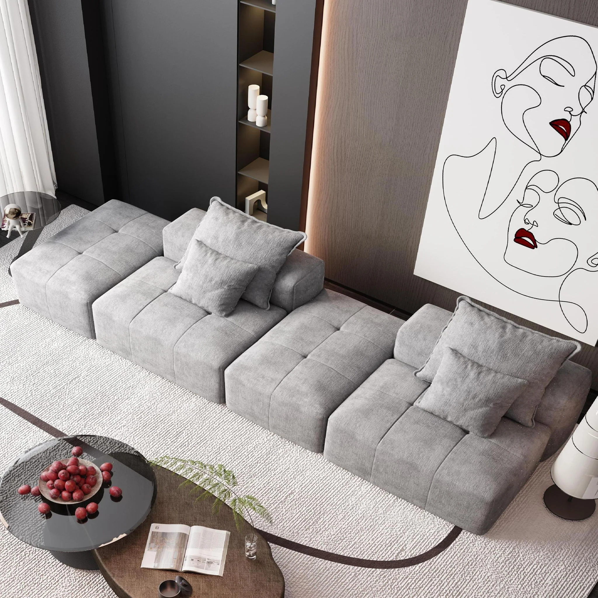 Modern Oversized Diy Combination Modular Sectional Sofa With Pillows - Image 58