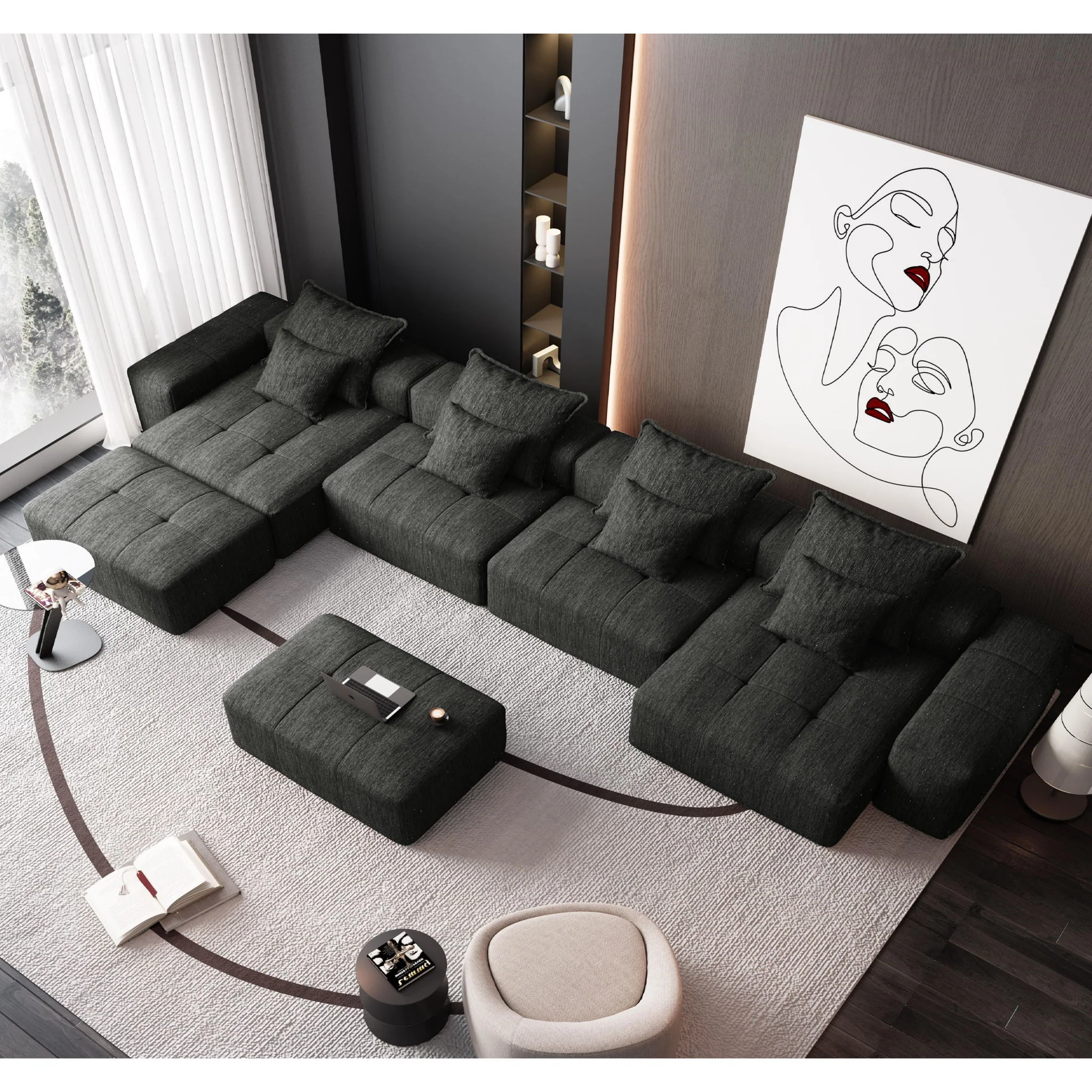Modern Oversized Diy Combination Modular Sectional Sofa With Pillows - Image 78