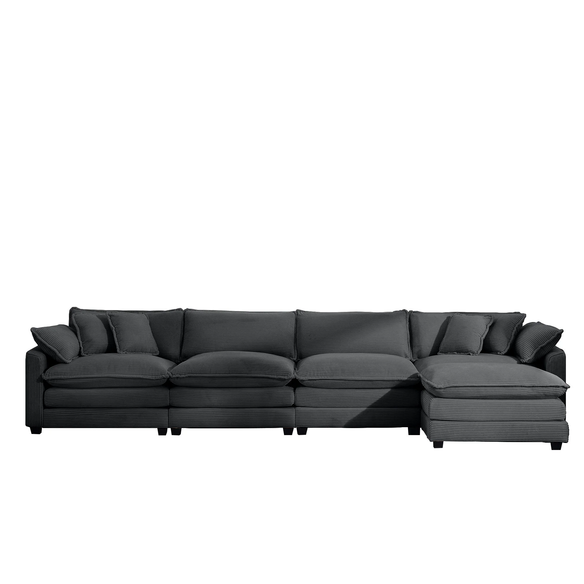 Modern Oversized Modular Cushion Sofa With Ottoman, Low Back, Deep Seating Sofa Set - Image 10
