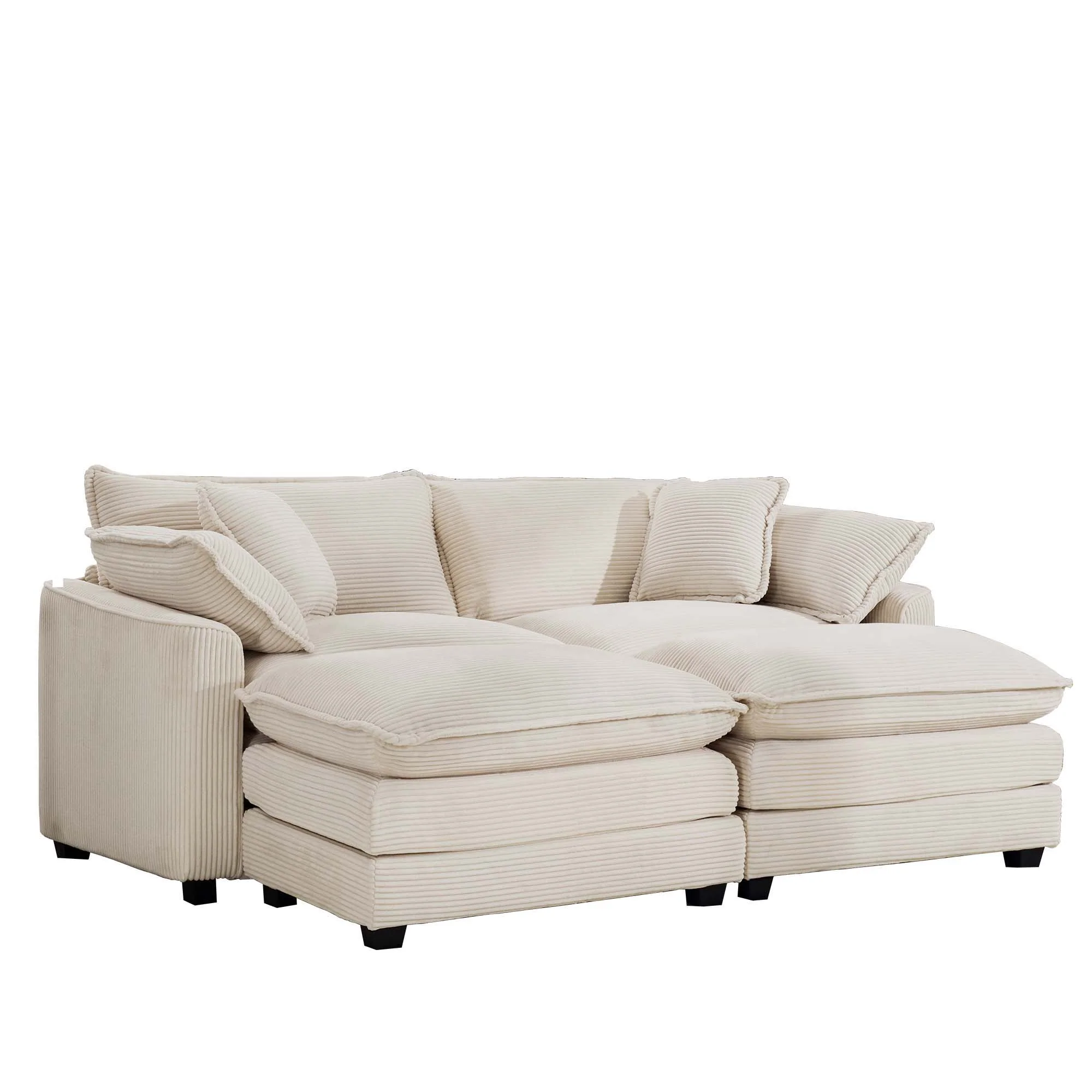 Modern Oversized Modular Cushion Sofa With Ottoman, Low Back, Deep Seating Sofa Set - Image 130
