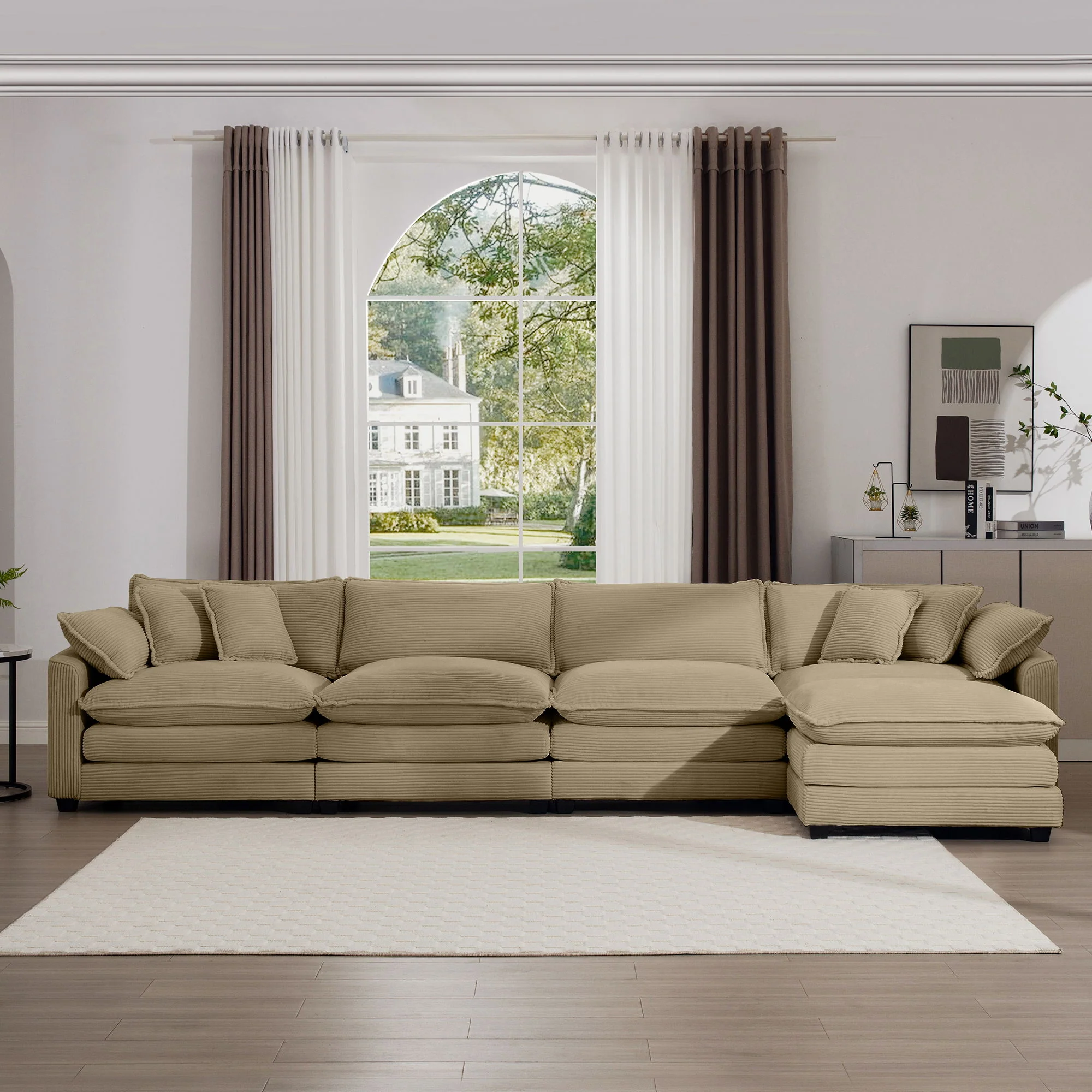 Modern Oversized Modular Cushion Sofa With Ottoman, Low Back, Deep Seating Sofa Set - Image 133