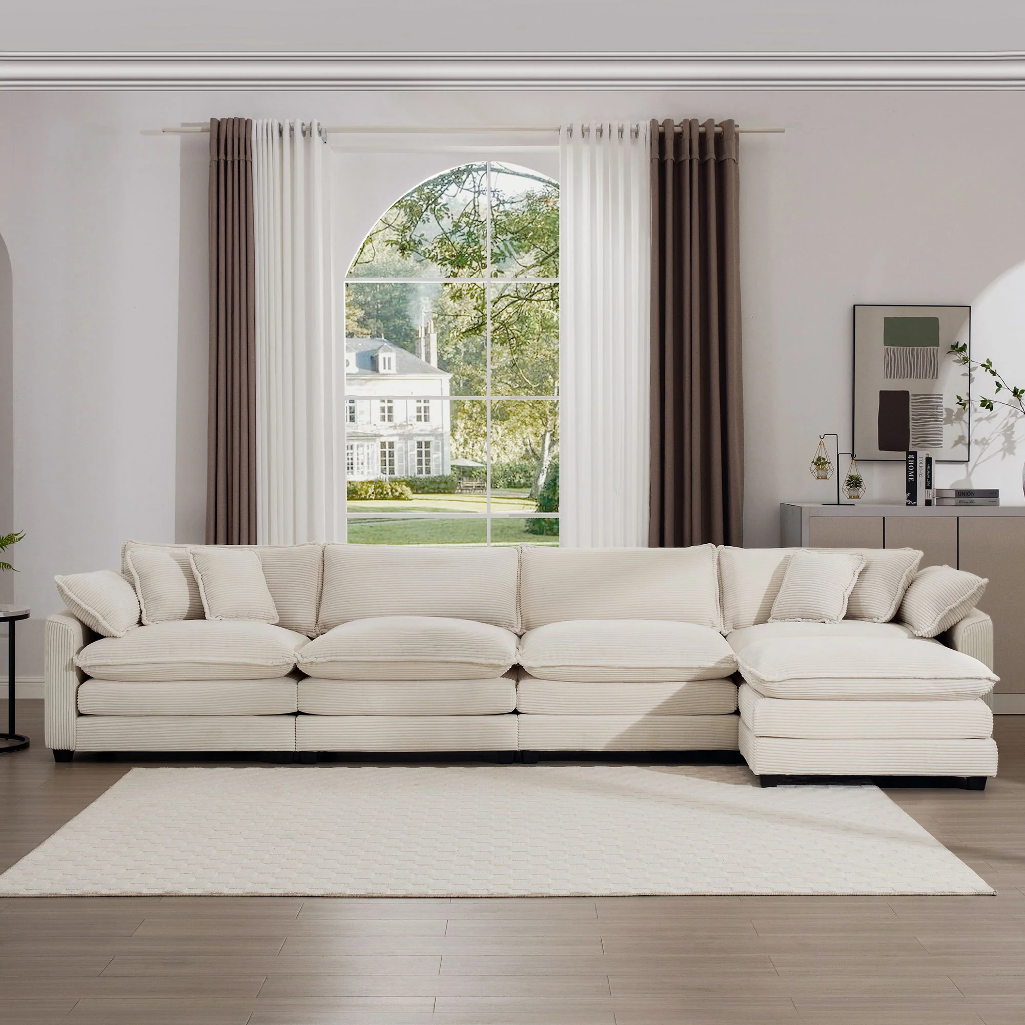Modern Oversized Modular Cushion Sofa With Ottoman, Low Back, Deep Seating Sofa Set - Image 179