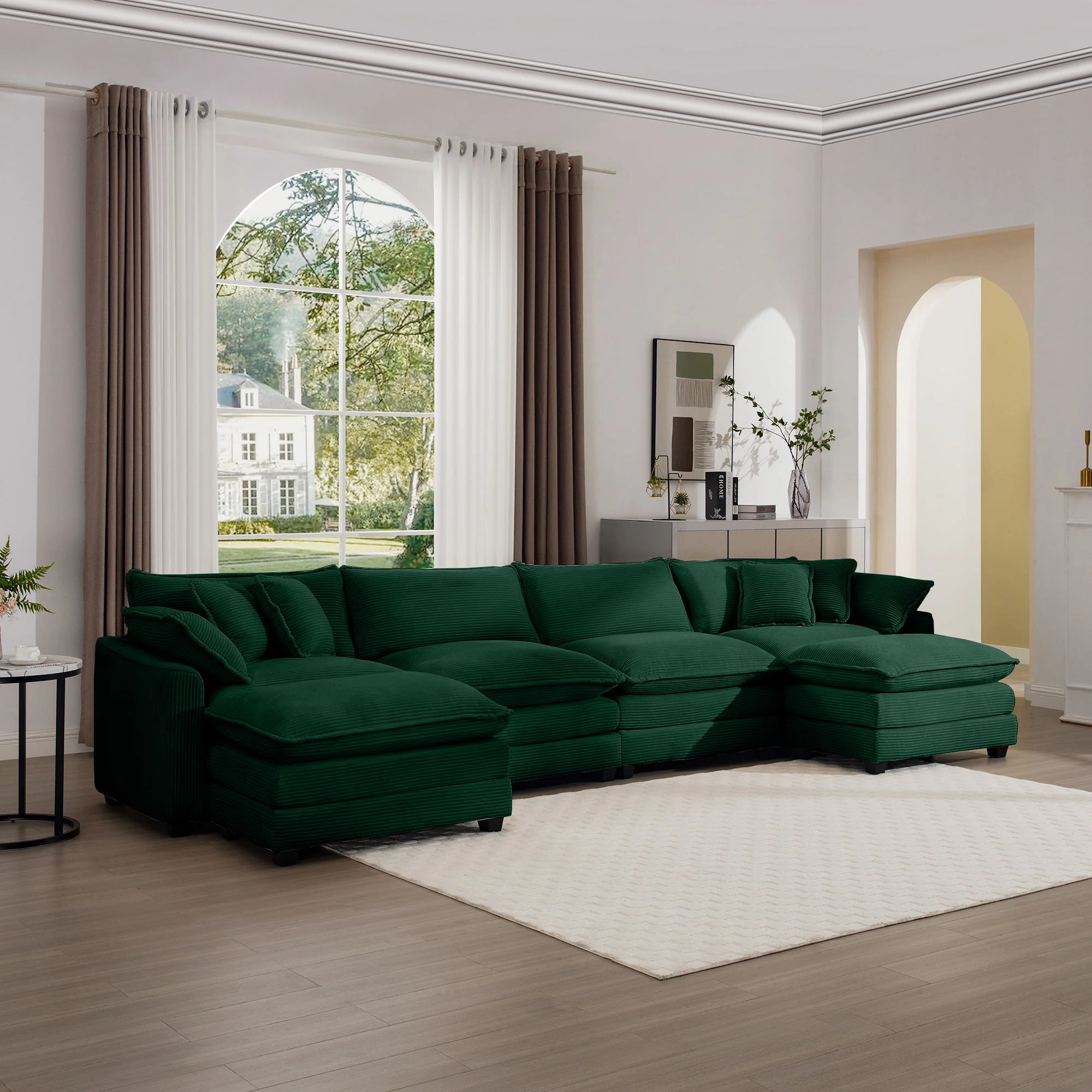 Modern Oversized Modular Cushion Sofa With Ottoman, Low Back, Deep Seating Sofa Set - Image 208
