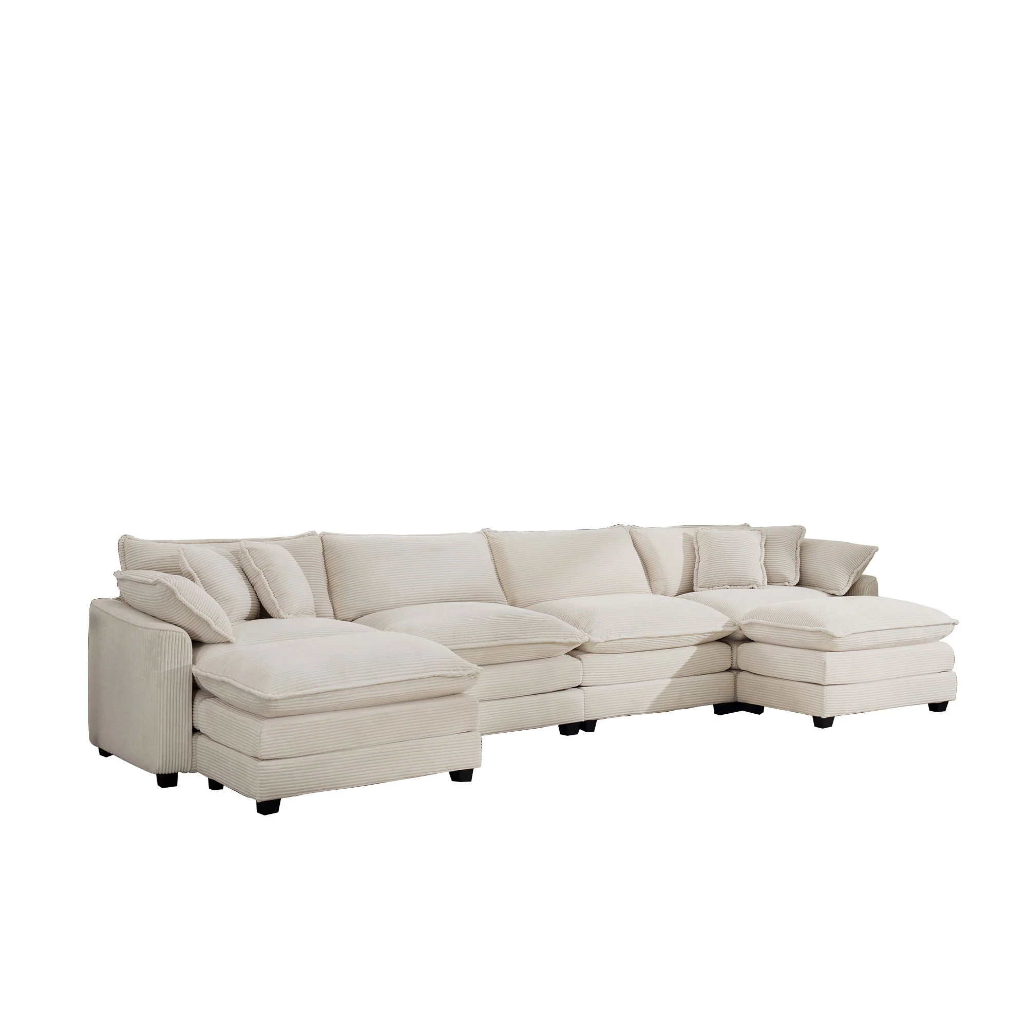 Modern Oversized Modular Cushion Sofa With Ottoman, Low Back, Deep Seating Sofa Set - Image 213