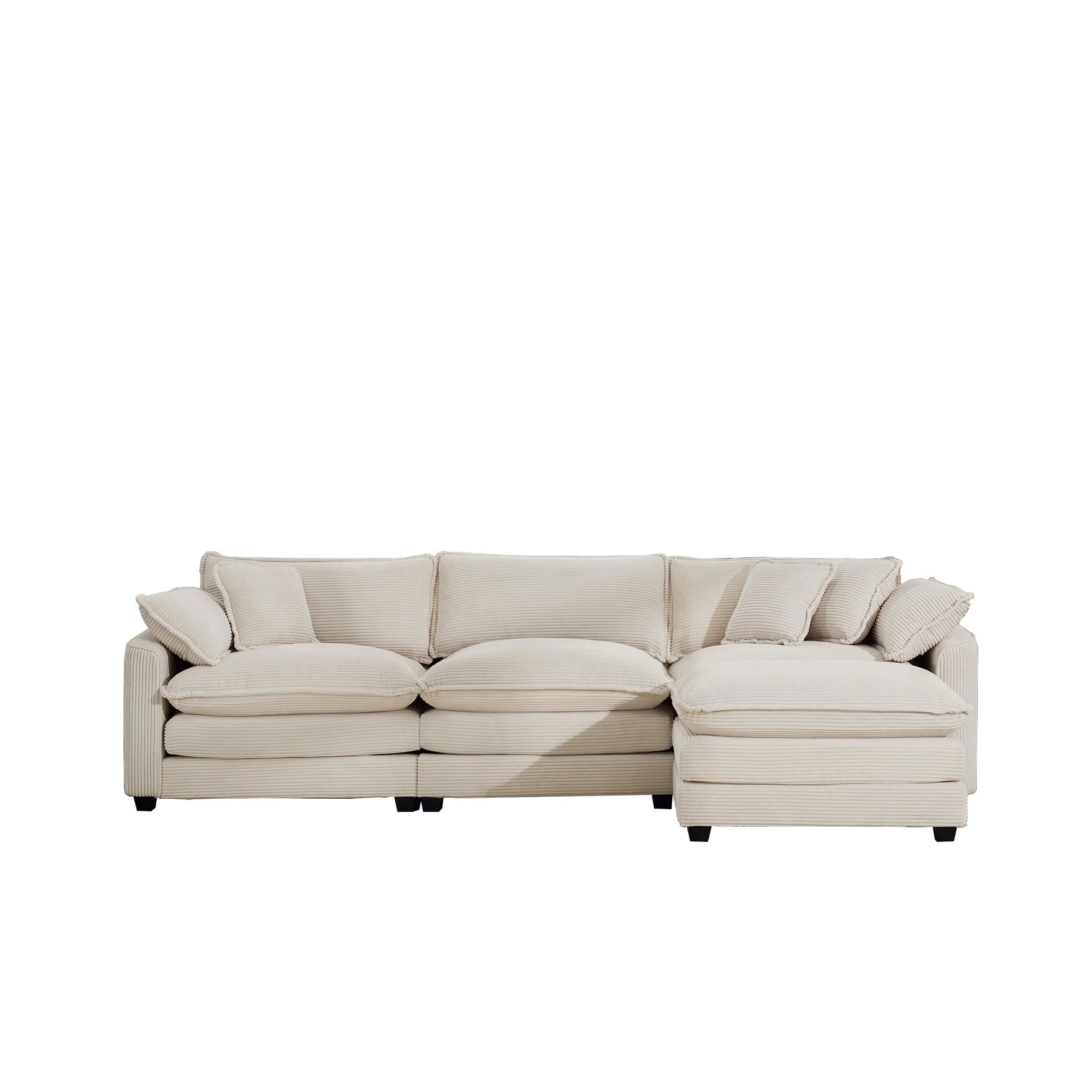 Modern Oversized Modular Cushion Sofa With Ottoman, Low Back, Deep Seating Sofa Set - Image 222