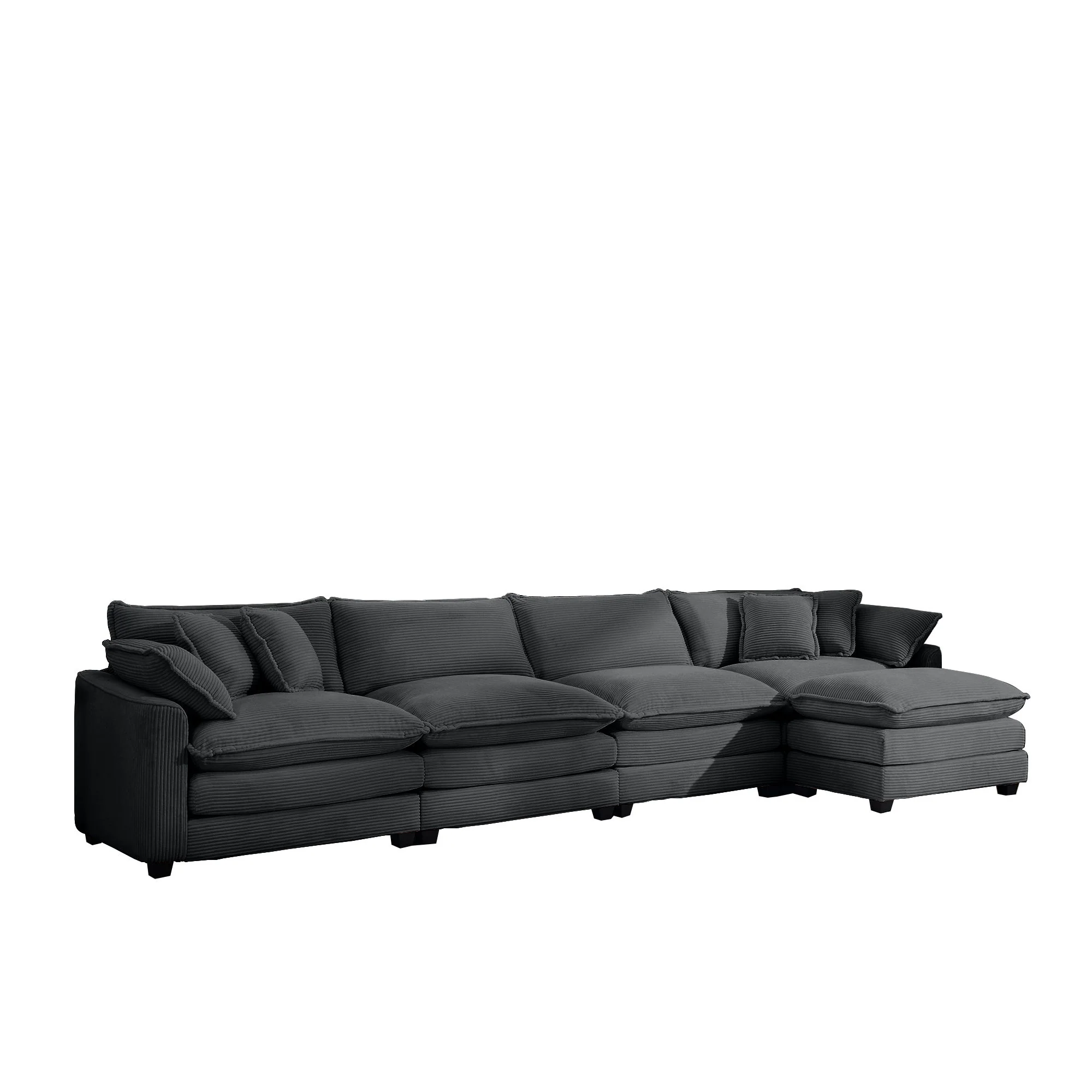 Modern Oversized Modular Cushion Sofa With Ottoman, Low Back, Deep Seating Sofa Set - Image 241