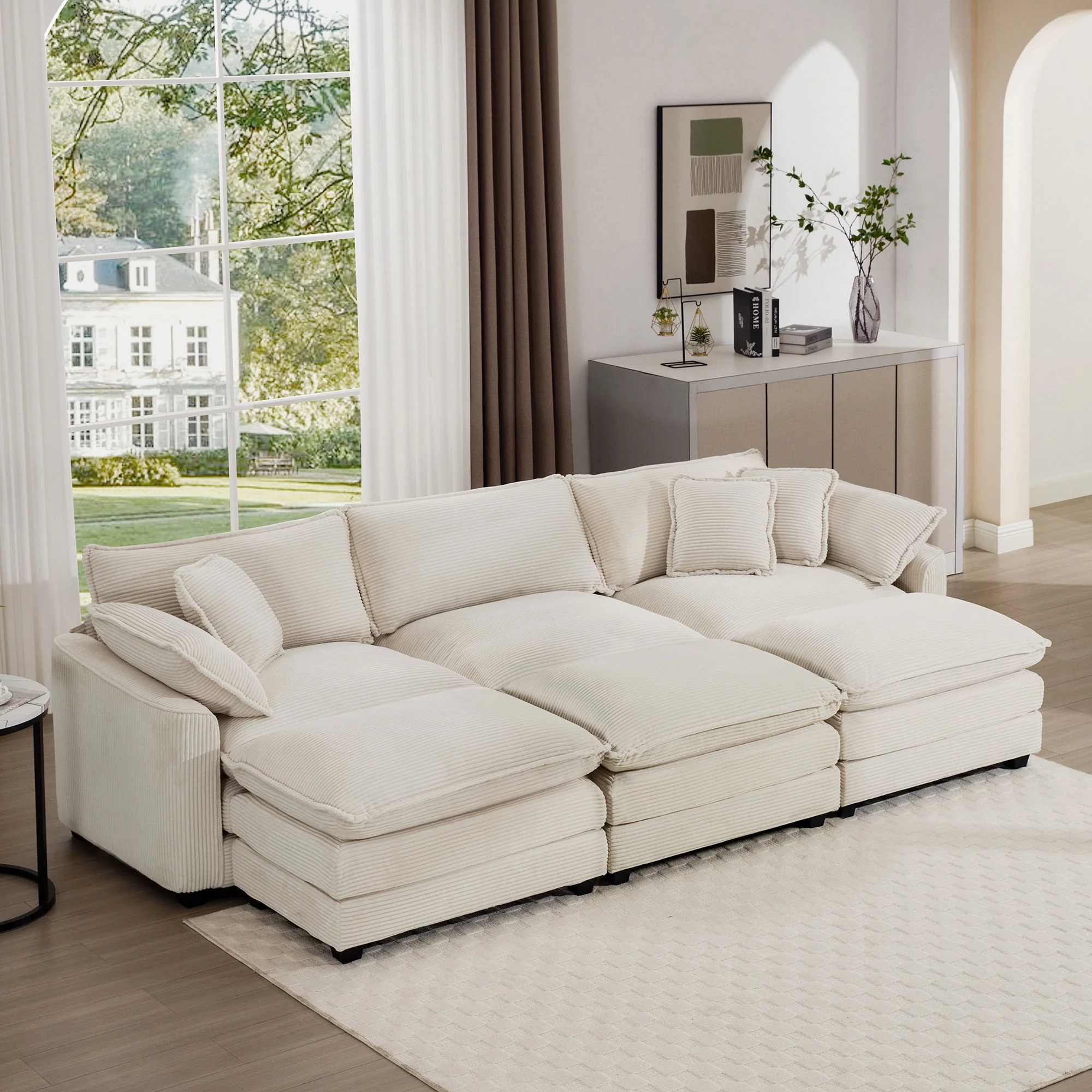 Modern Oversized Modular Cushion Sofa With Ottoman, Low Back, Deep Seating Sofa Set - Image 72