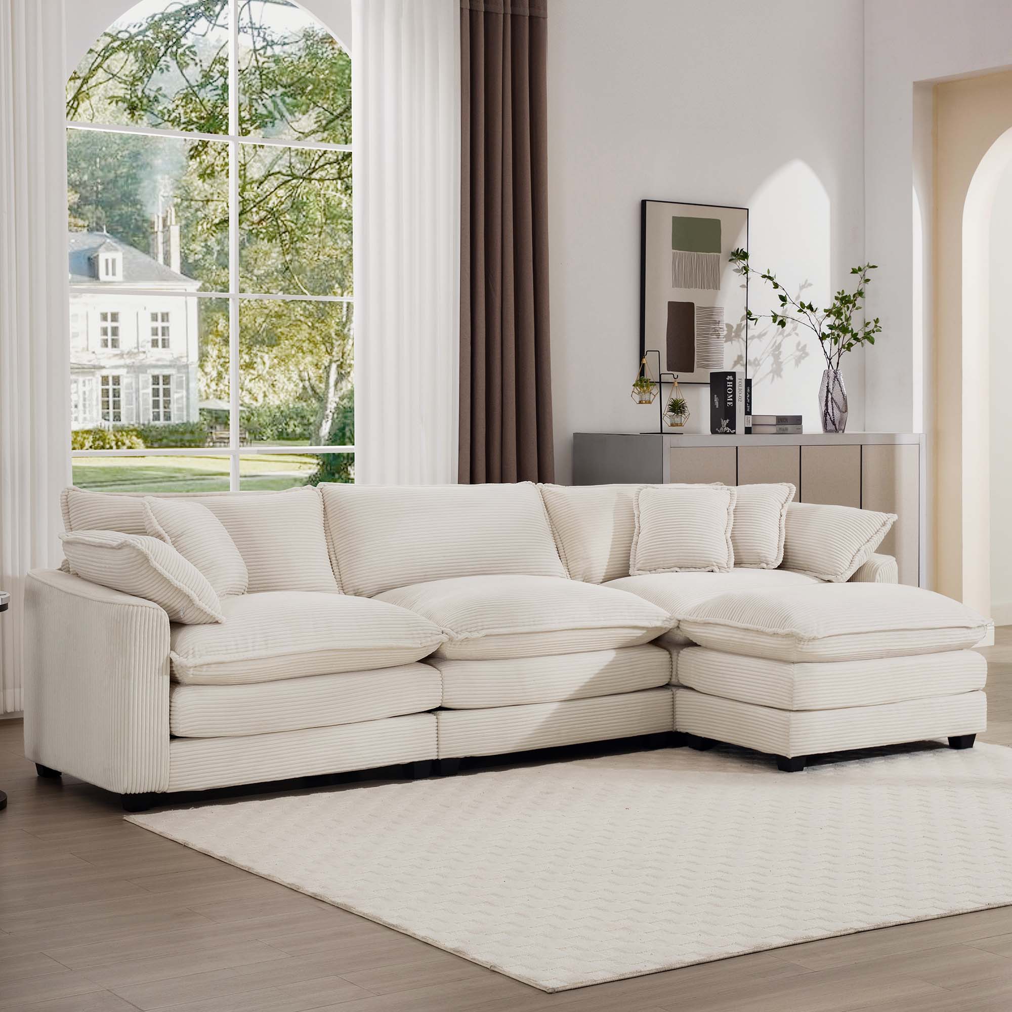 Modern Oversized Modular Cushion Sofa With Ottoman, Low Back, Deep Seating Sofa Set - Image 84