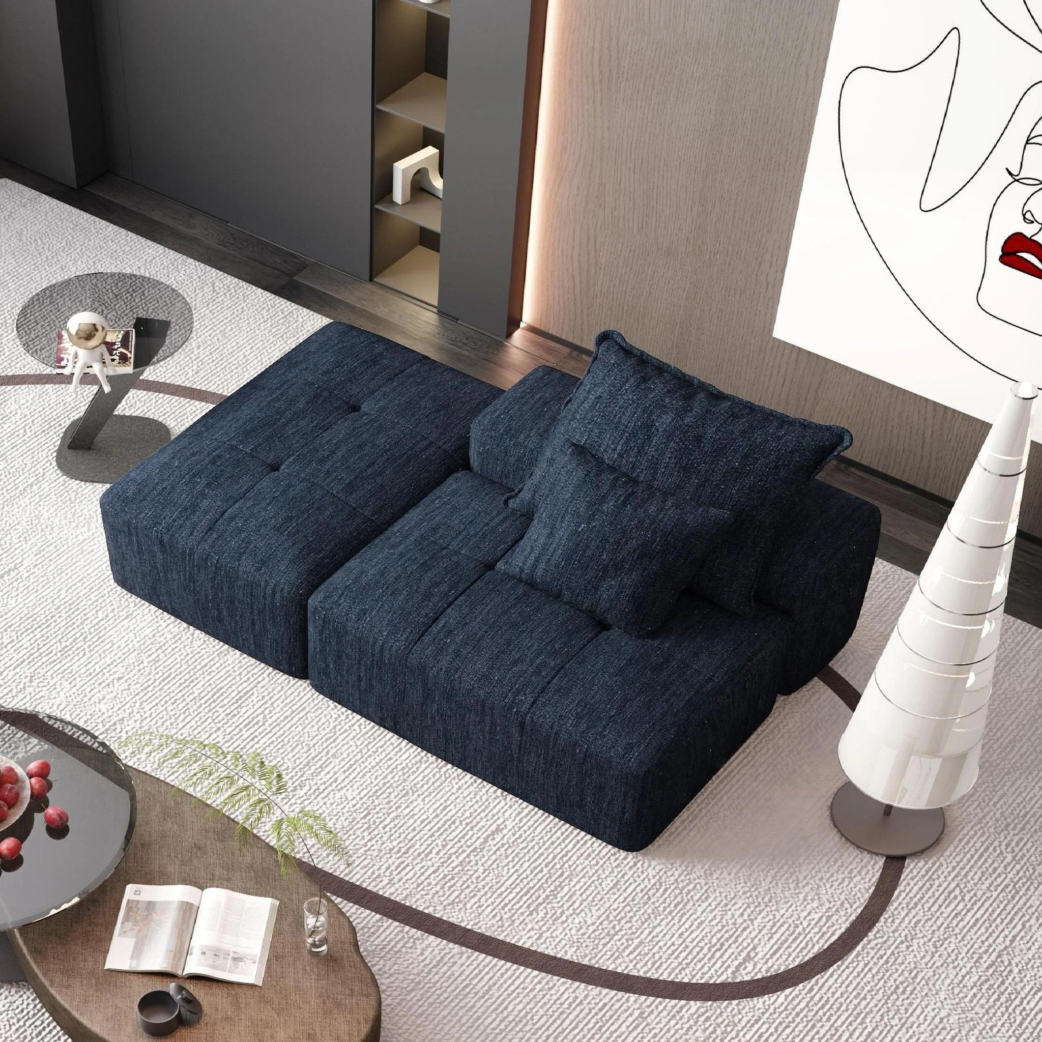 Modern Oversized Modular Sectional Sofa, Sparkling Fabric Soft Cushions With 2 Pillows - Image 13