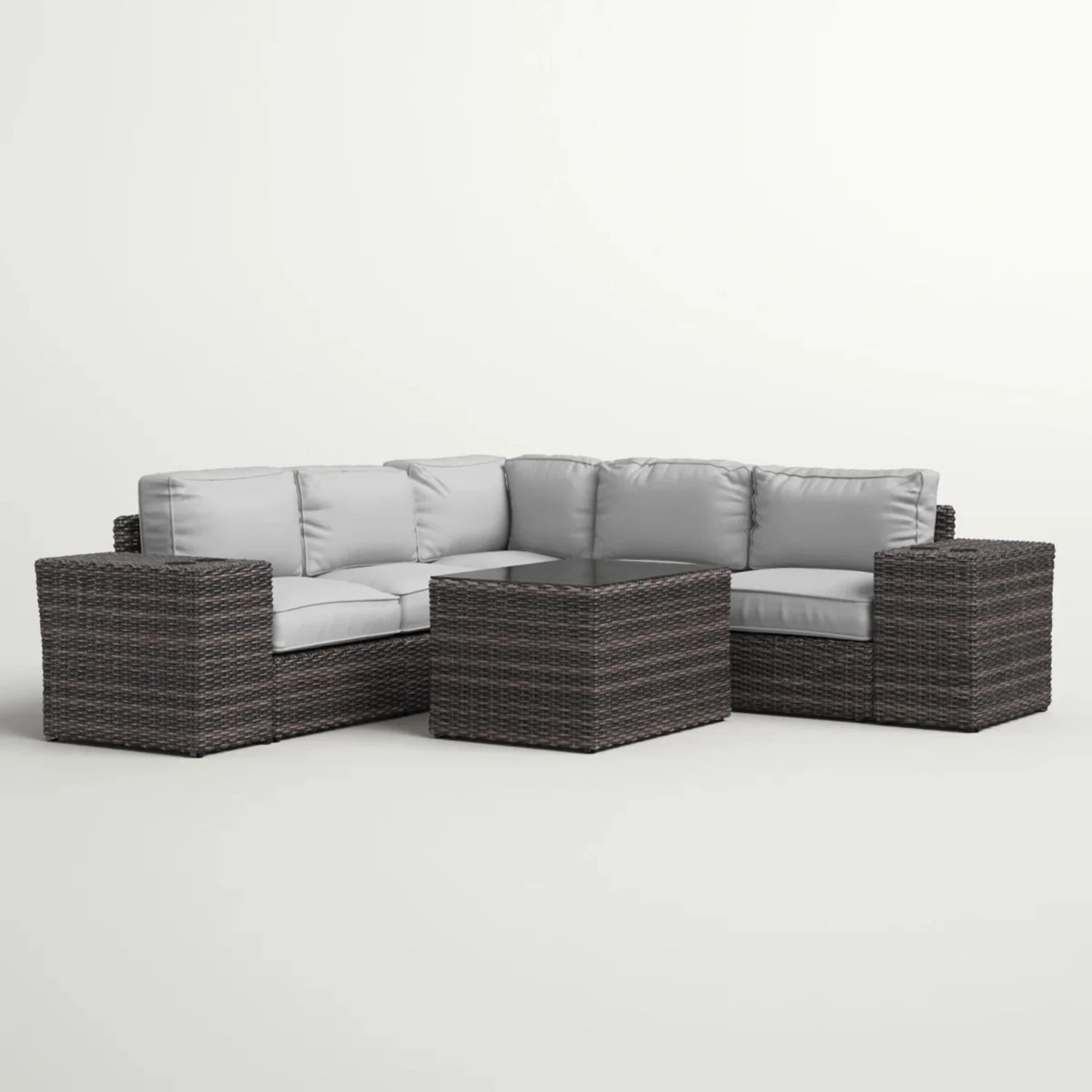Modern Patio Rattan Sectional Set With Cushions - Image 12