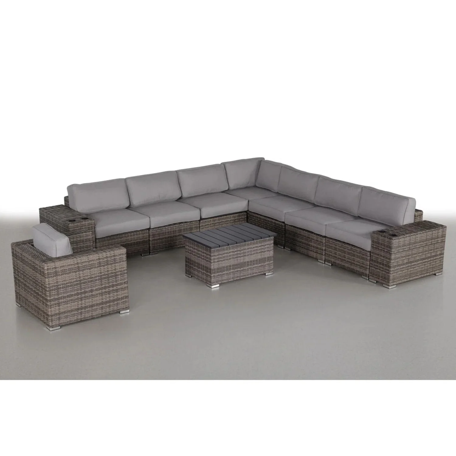 Modern Patio Rattan Sectional Set With Cushions - Image 2