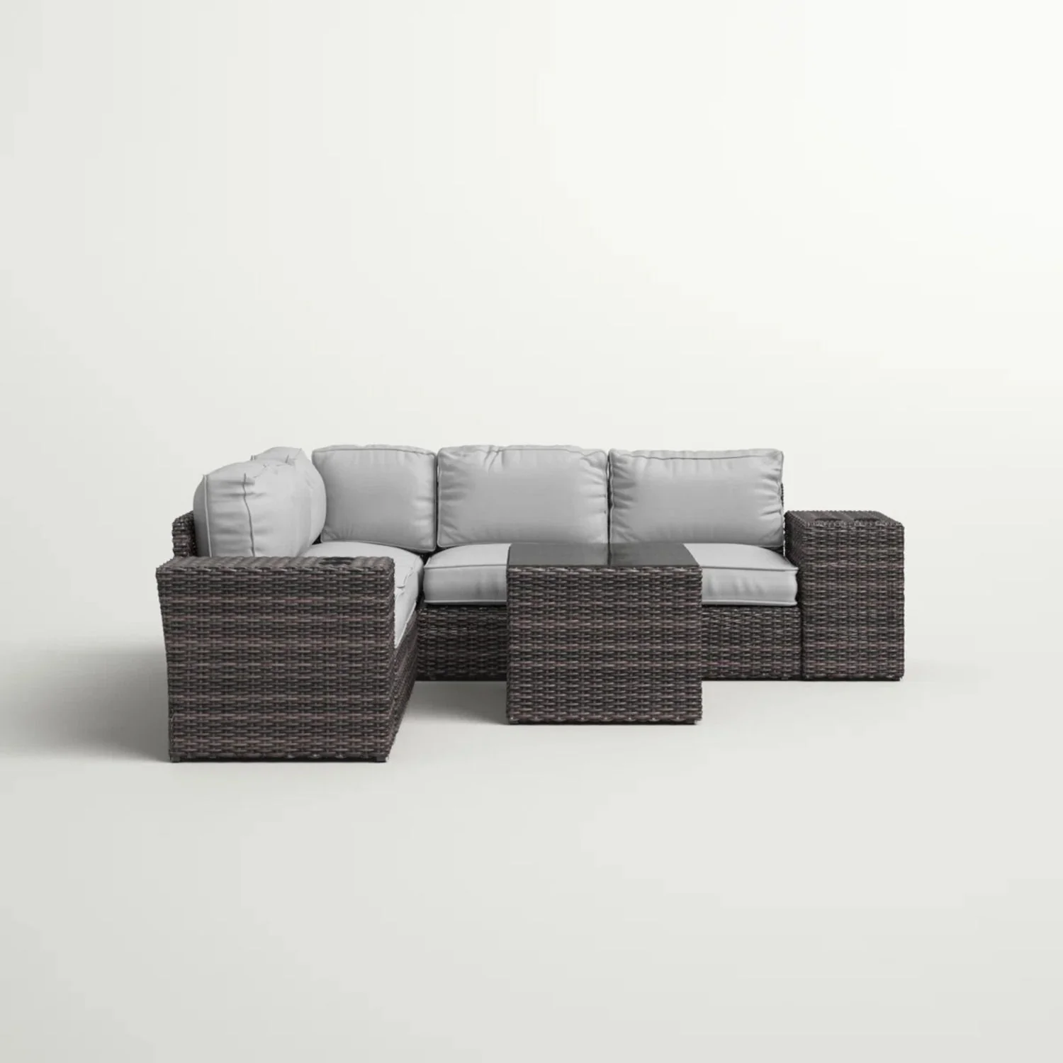 Modern Patio Rattan Sectional Set With Cushions - Image 32