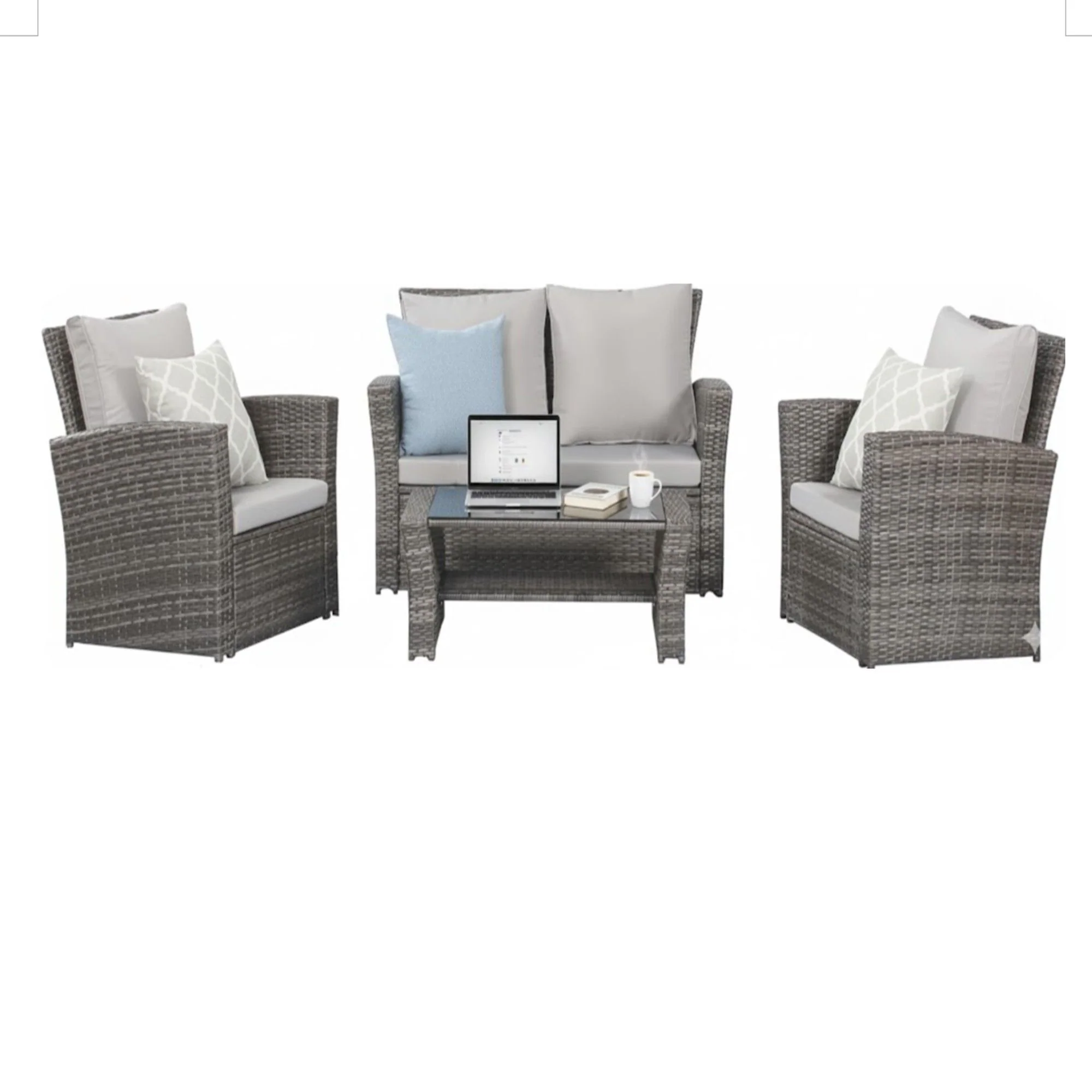 Modern Patio Set With Table And Cushions - Image 4
