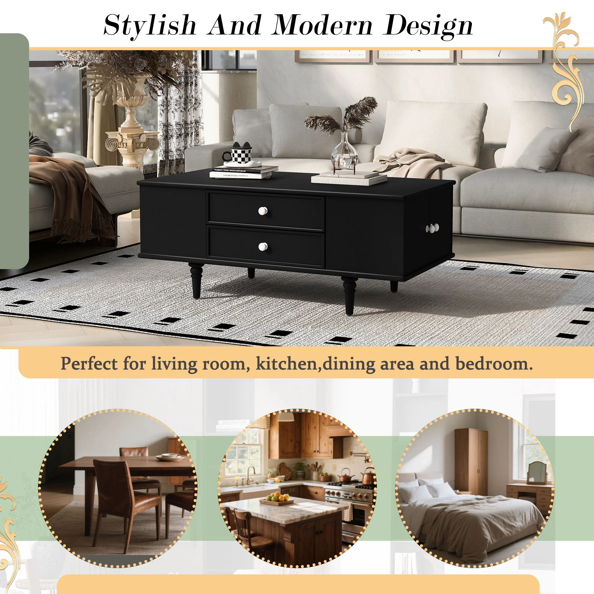 Modern Rectangle Coffee Table With Four Drawers - Image 4