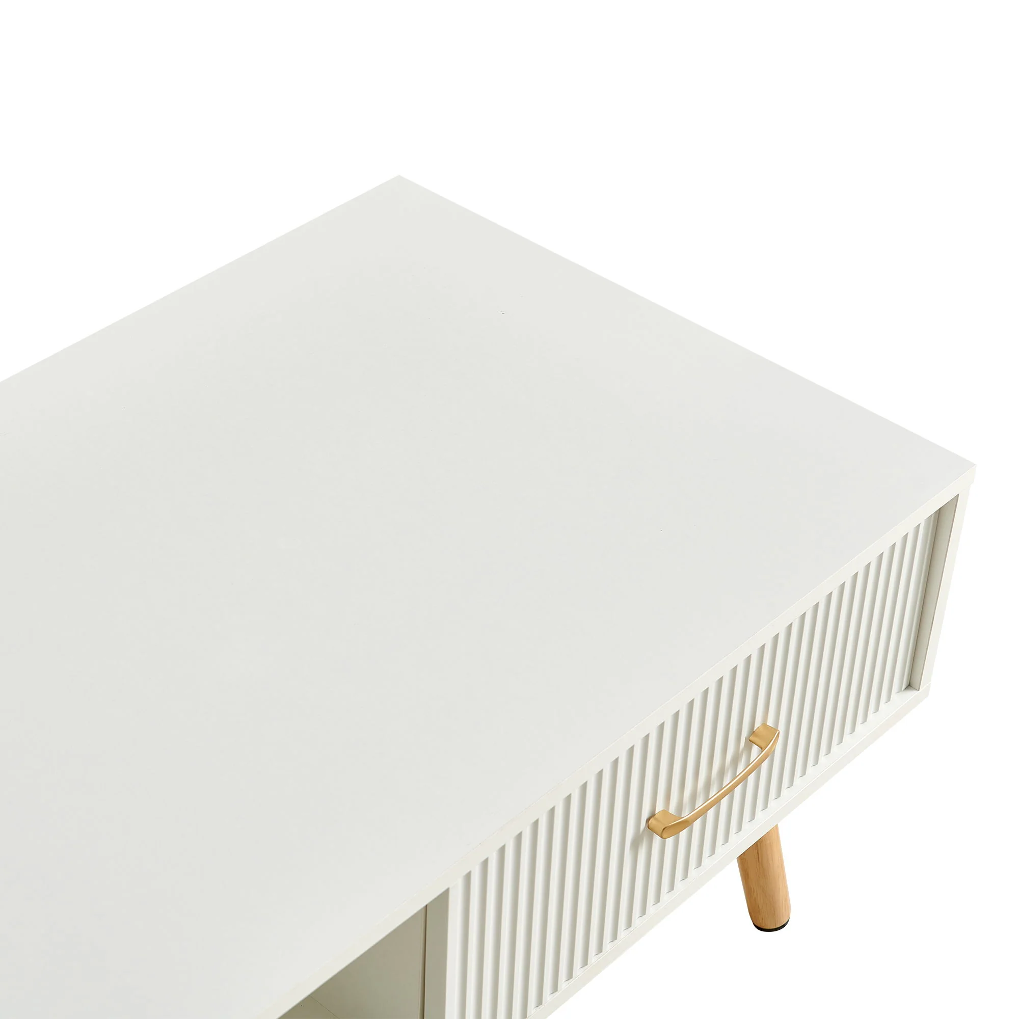 Modern Rectangle Coffee Table With Legs, Sliding Drawer For Storage - White - Image 2