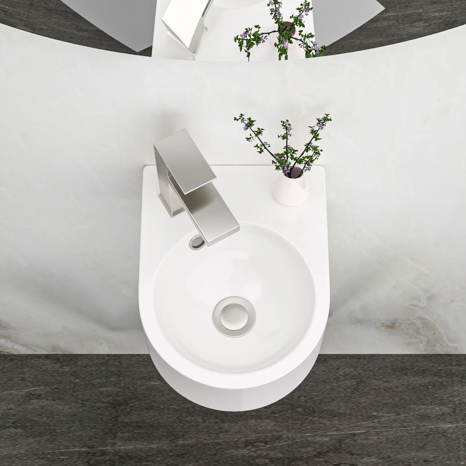 Modern Rectangle Wall Mount Bathroom Sink With Single Faucet Hole - White - Image 2