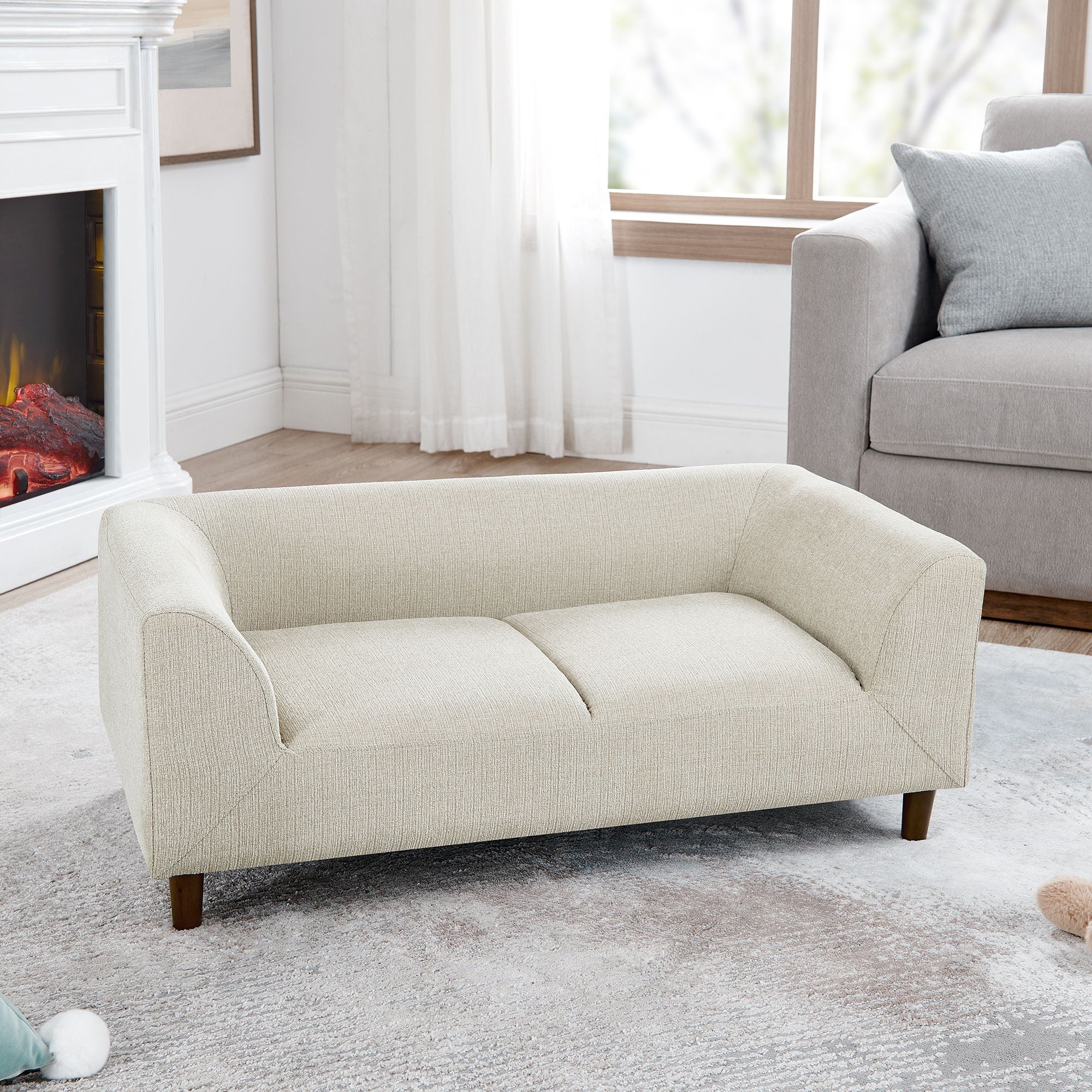 Modern Rectangular Pet Sofa With Backrest And Armrests For Small And Medium Dogs, Soft Cushion - Image 22