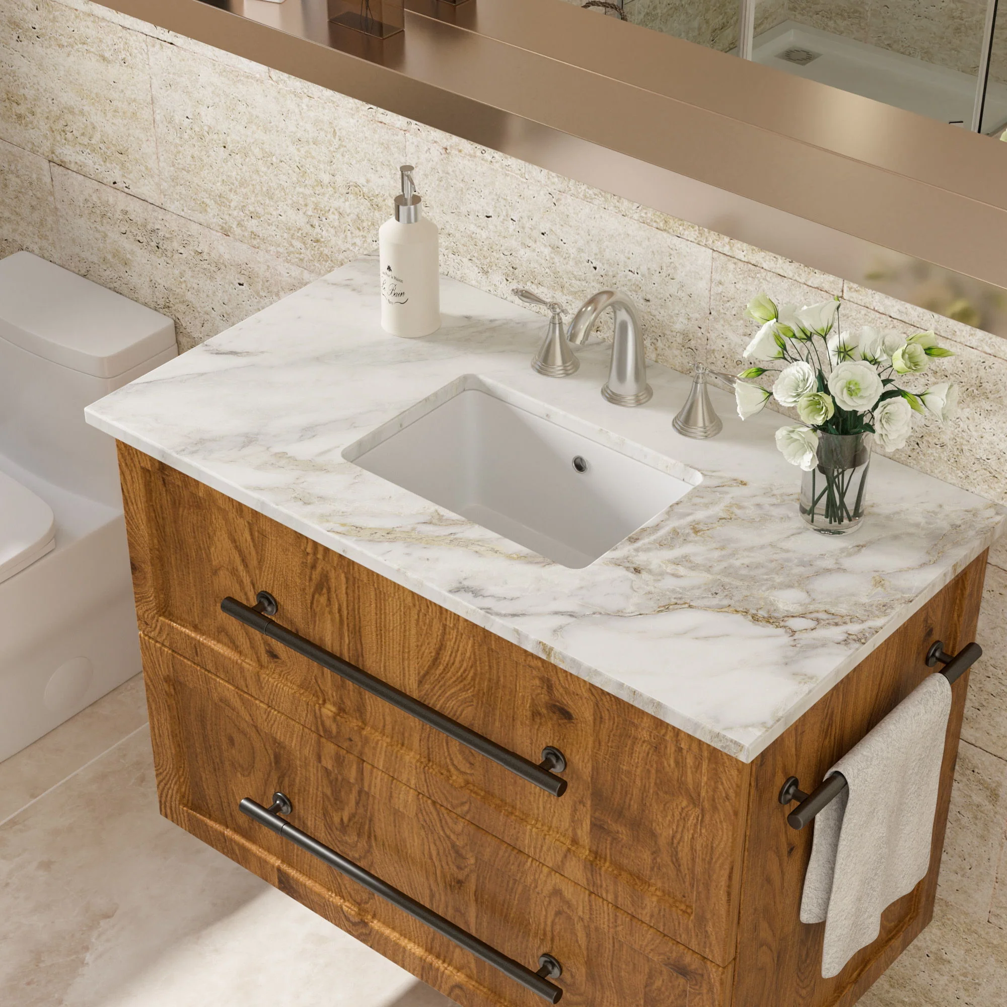 Modern Rectangular Undermount Bathroom Sink With Overflow Ceramic - Image 4
