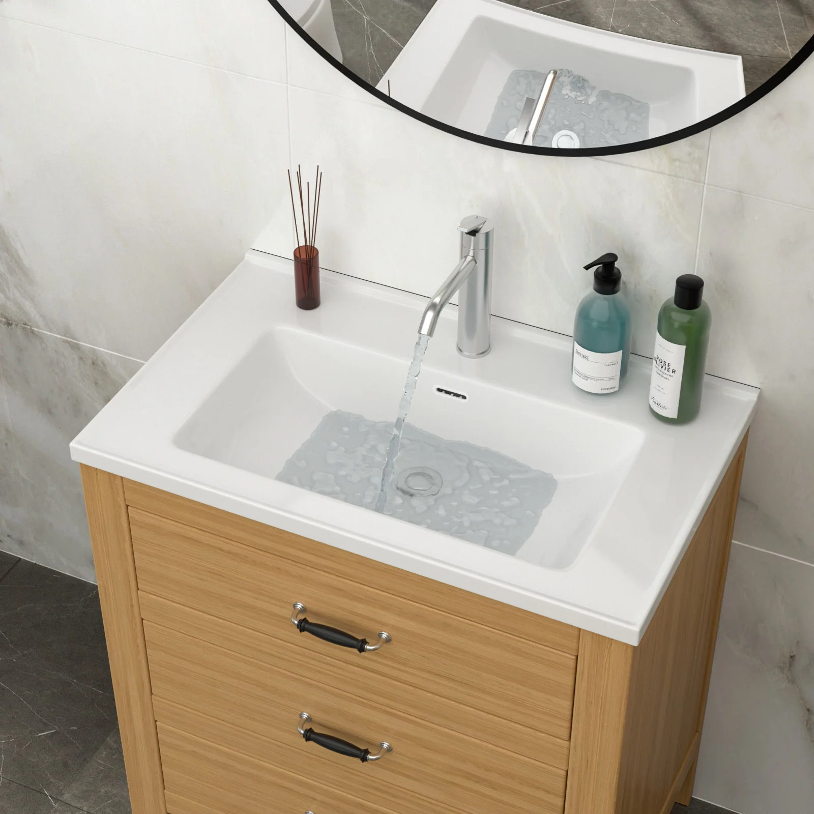 Modern Rectangular Vanity Top With Overflow For Bathroom - Image 5