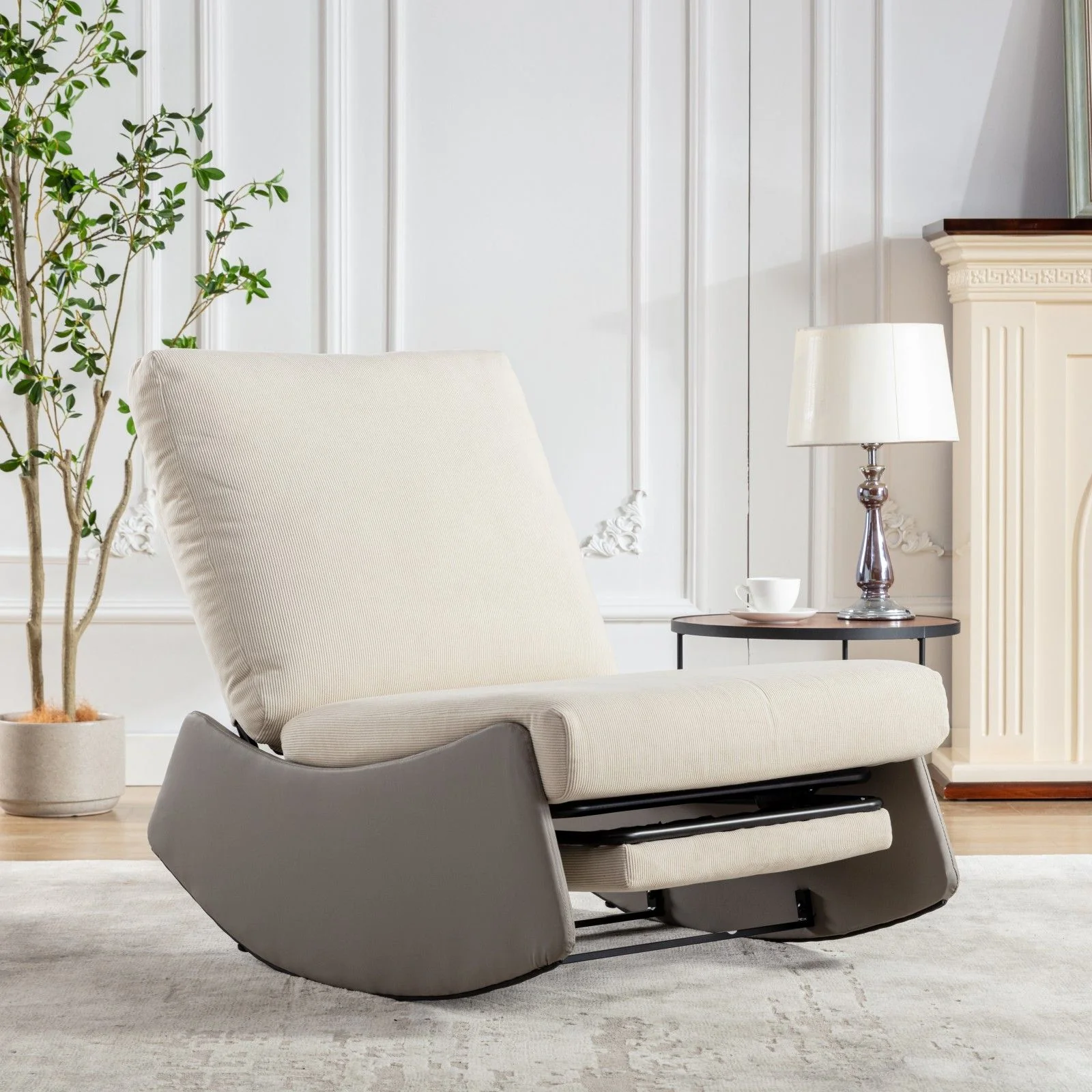 Modern Rocking Chair Recliner, Comfy Rocker Nursery Chair With Footrest, Accent Reading Chair, Upholstered Lounge Chair For Relaxing, Resting, Soft Padded Rocker For Indoor Living Room Bedroom - Image 15