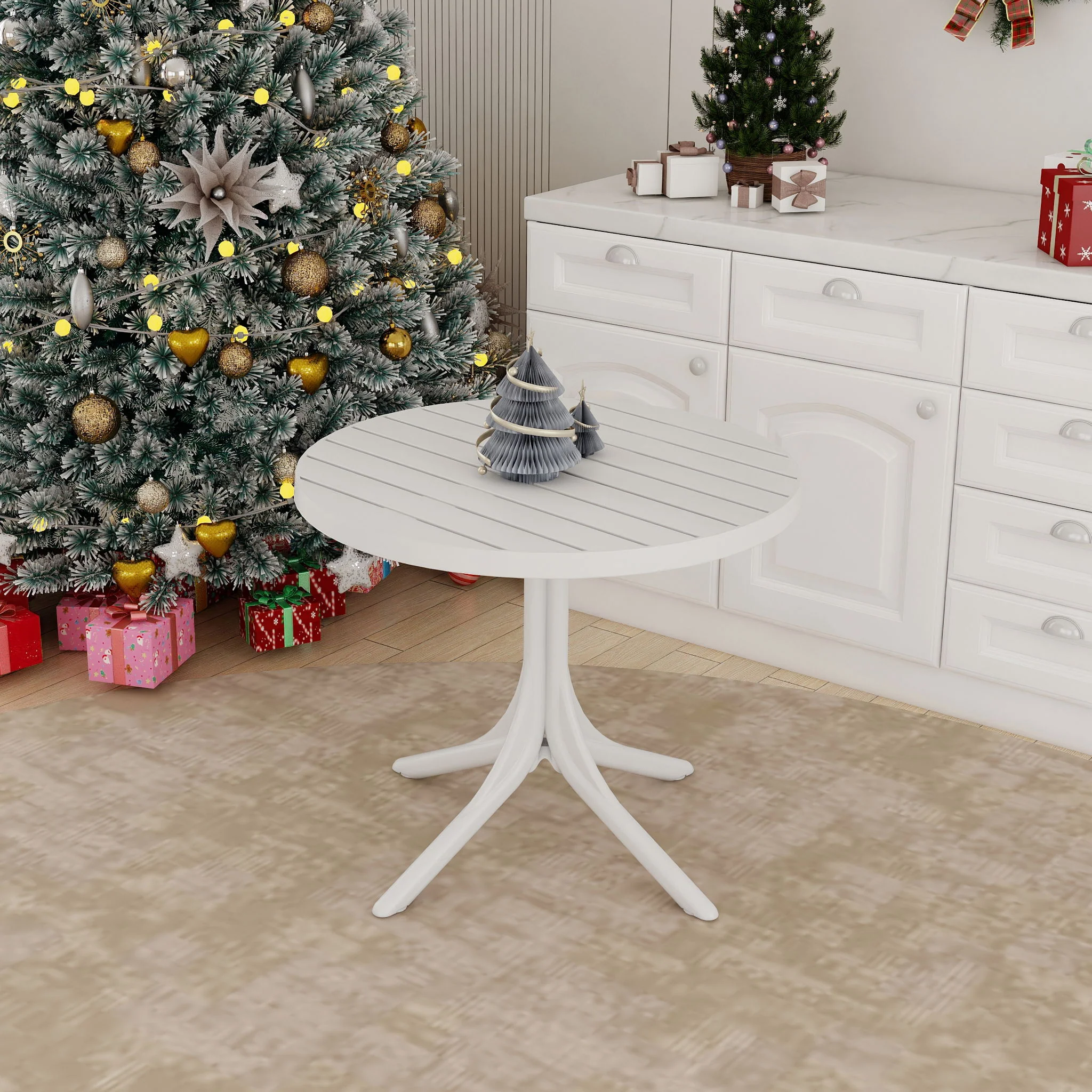 Modern Round Table, Waterproof, UV Resistant And Durable - White - Image 7