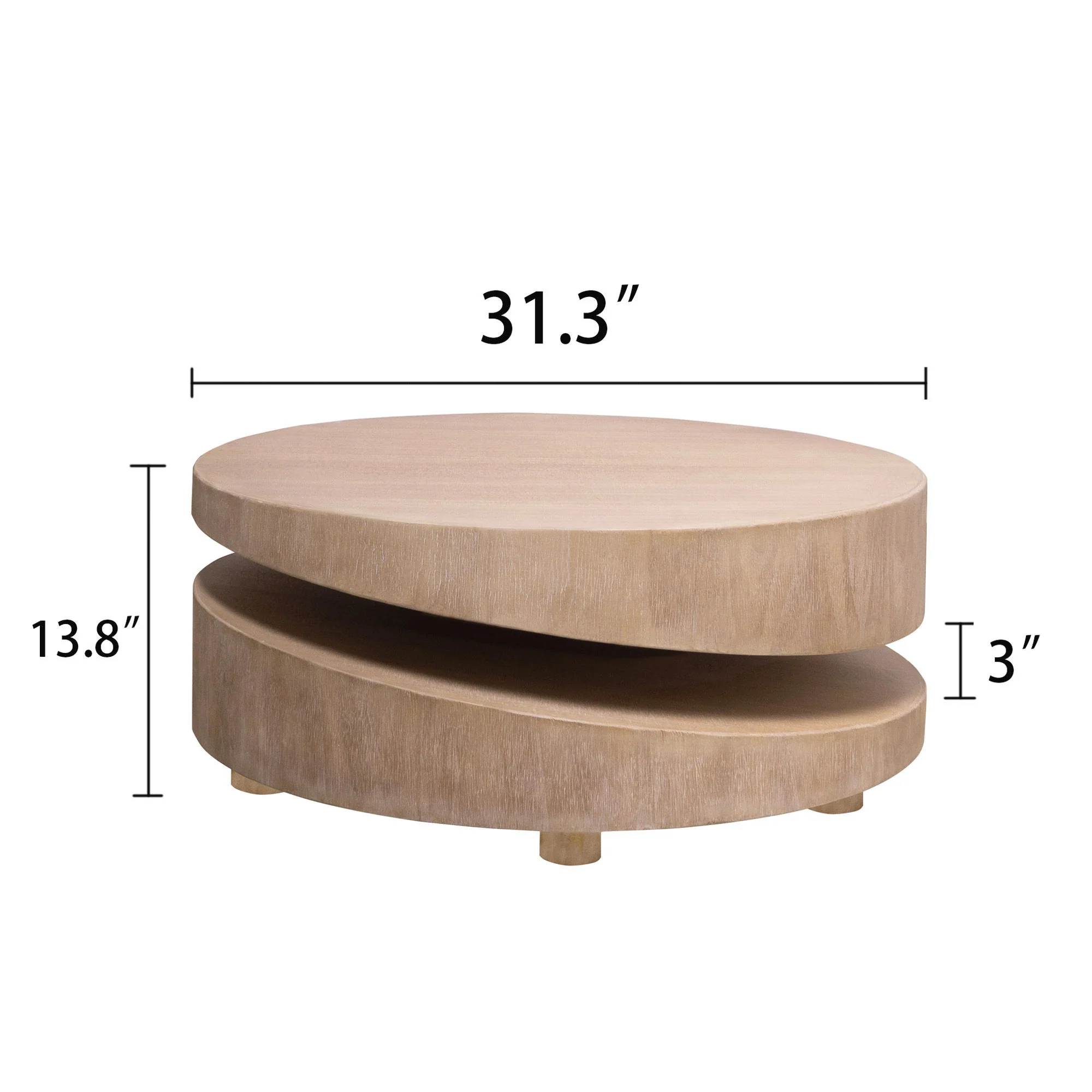 Modern Round Wood Coffee Table, Accent Table For Living Room - Antique Natural / Natural / Rustic - Image 2