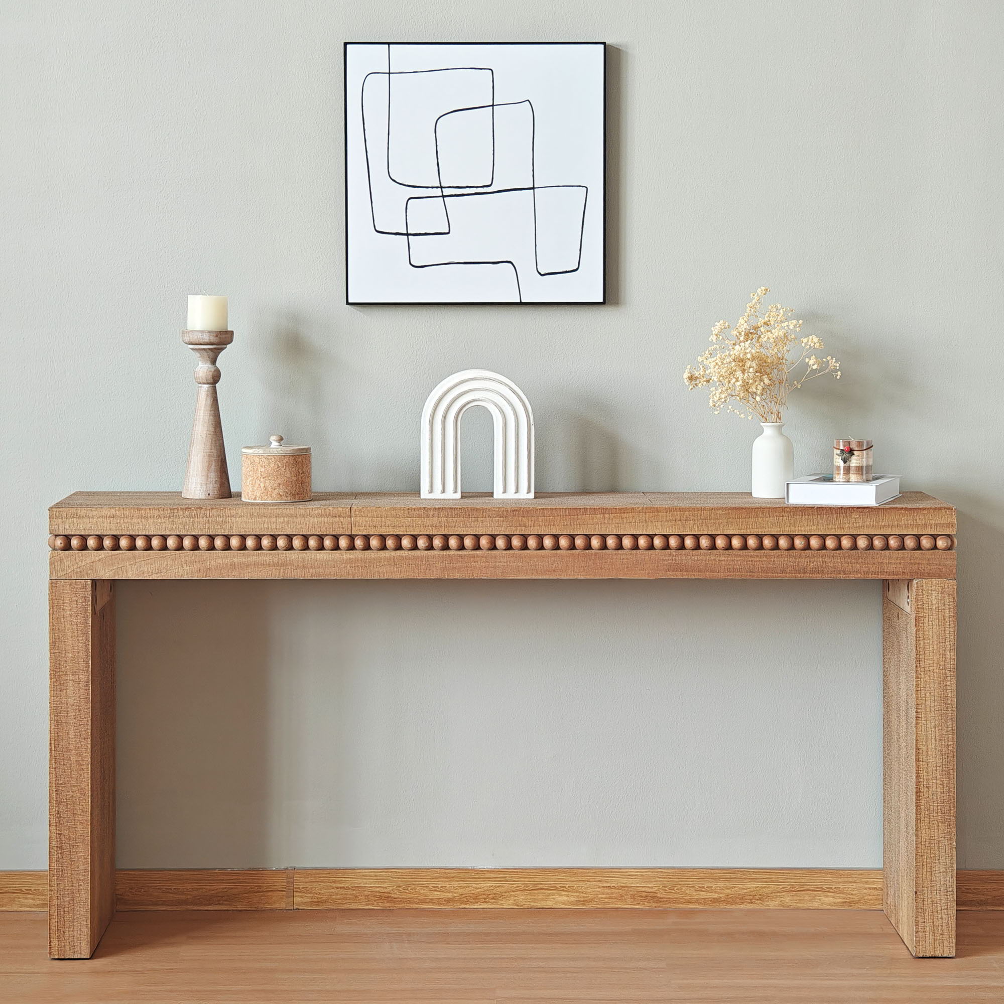 Modern Rustic Wood Table, Rectangular Living Room Center Table With Floating Top Design - Image 10