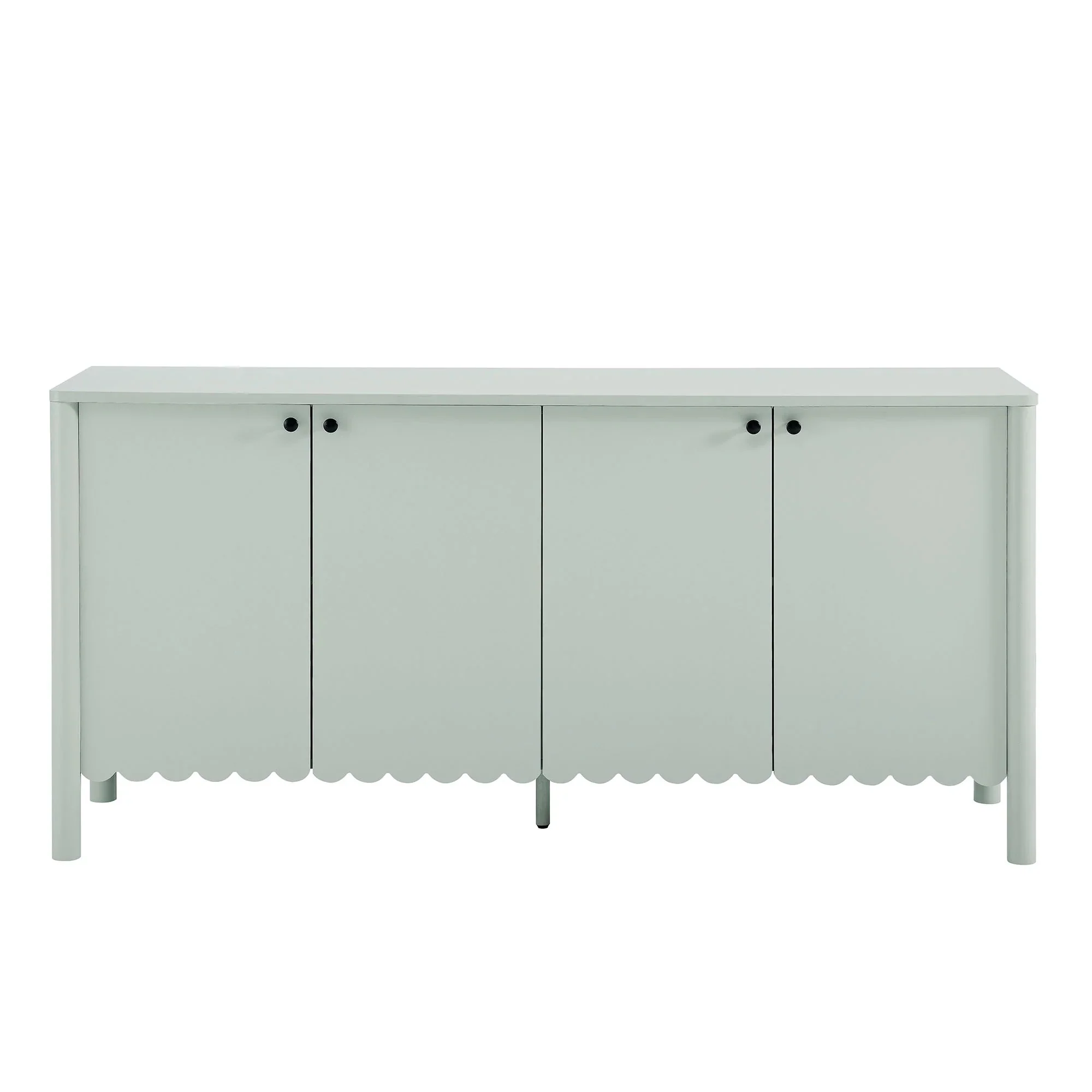 Modern Scalloped 4-Door Storage Sideboard – White 66 Inch - Image 7