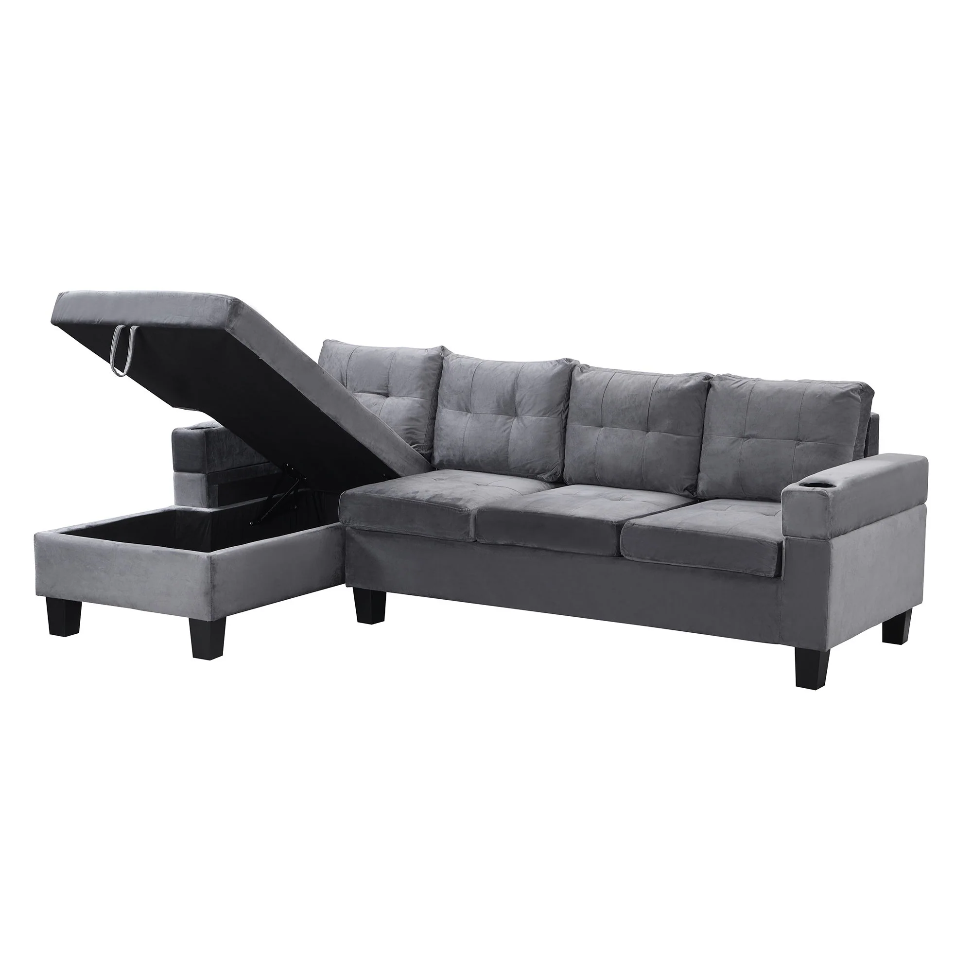 Modern Sectional Sofa Set With L Shape Chaise Lounge And Storage - Image 14