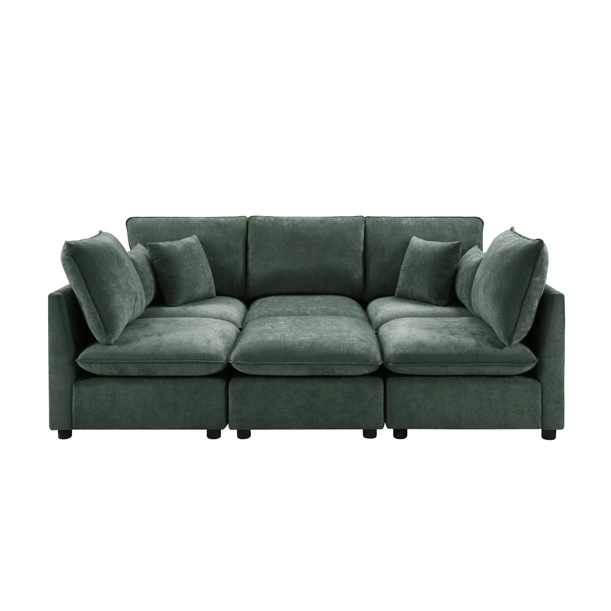Modern Sectional Sofa U-Shaped With Movable Ottoman Storage Armrests And USB Ports - Image 4