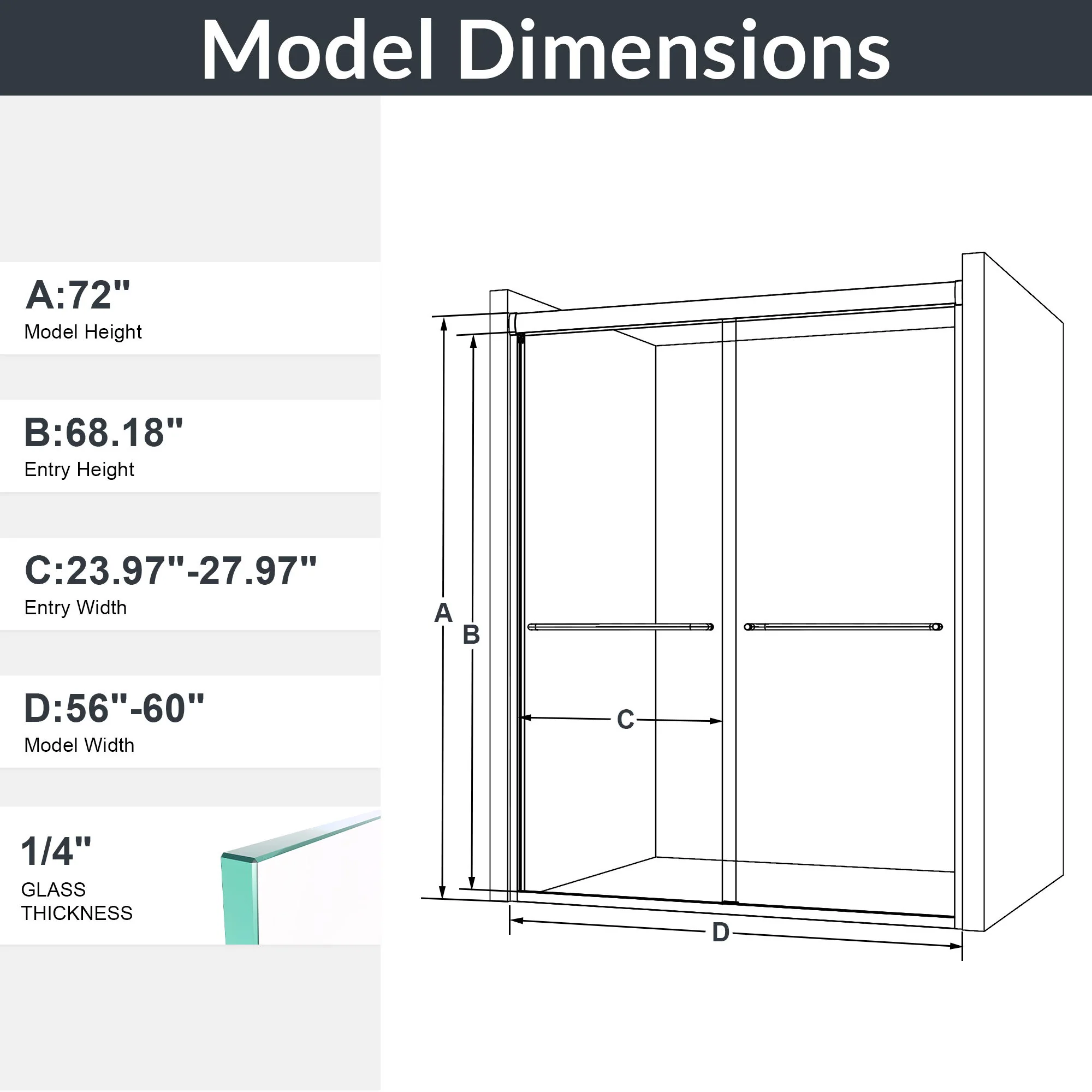 Modern Semi Frameless Double Sliding Shower Door - Image 18