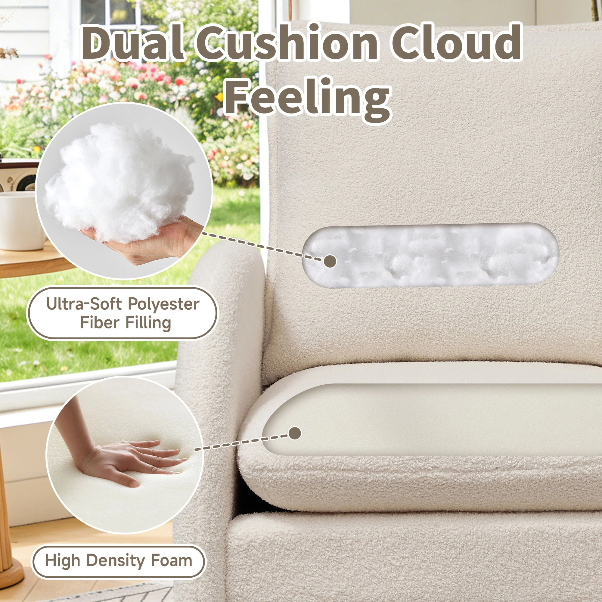 Modern Sherpa Upholstered Accent Chair, Comfortable Living Room Armchair, Lounge Chair For Bedroom, And Office - Image 21