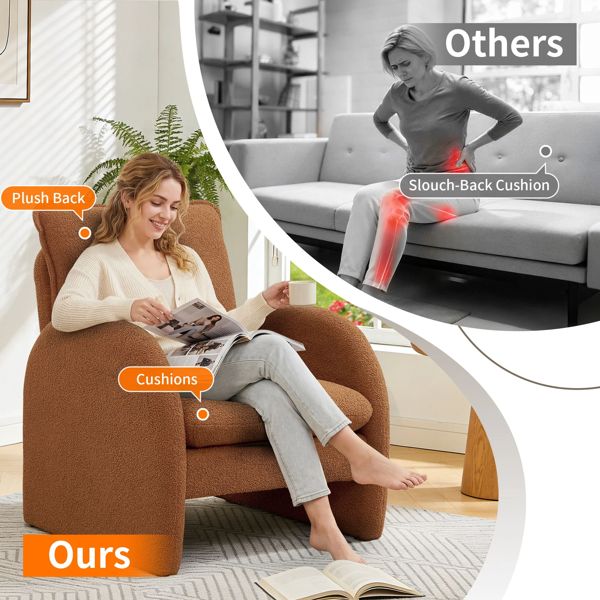 Modern Sherpa Upholstered Accent Chair, Comfortable Living Room Armchair, Lounge Chair For Bedroom, And Office - Image 26