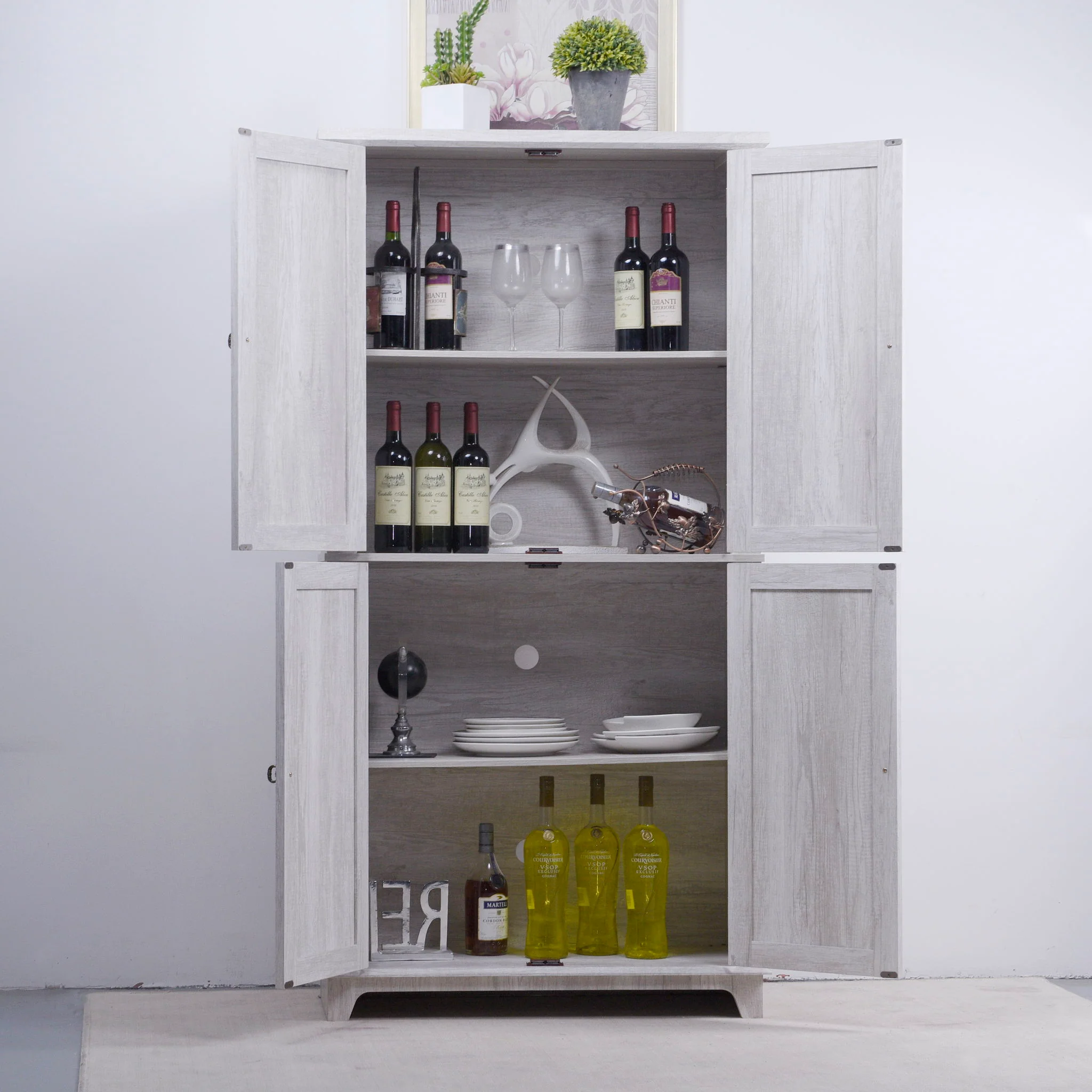 Modern Sideboard Buffet With 4 Mirrored Doors, Adjustable Shelves - Image 16