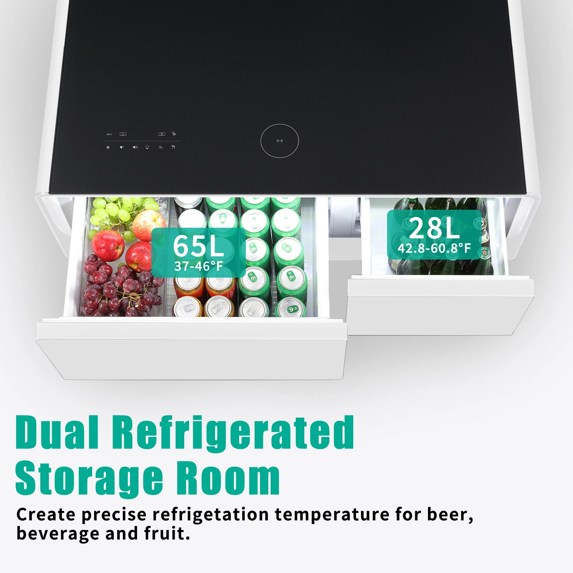 Modern Smart Coffee Table With Built-In Fridge - tooth Speaker, Wireless Charging, Touch Control Panel, USB Interface, Outlet Protection, Atmosphere Light - Image 17