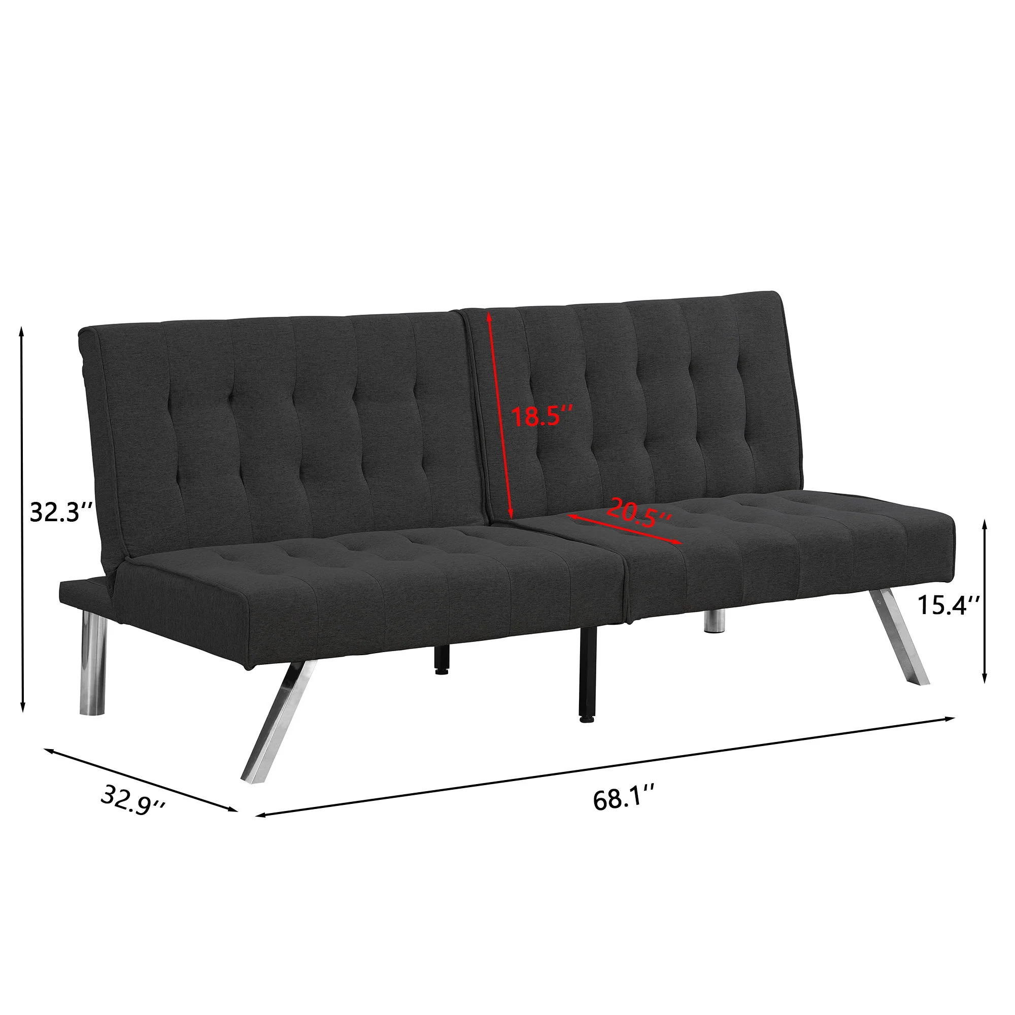 Modern Sofa Bed With Wood Frame And Stainless Legs - Image 25