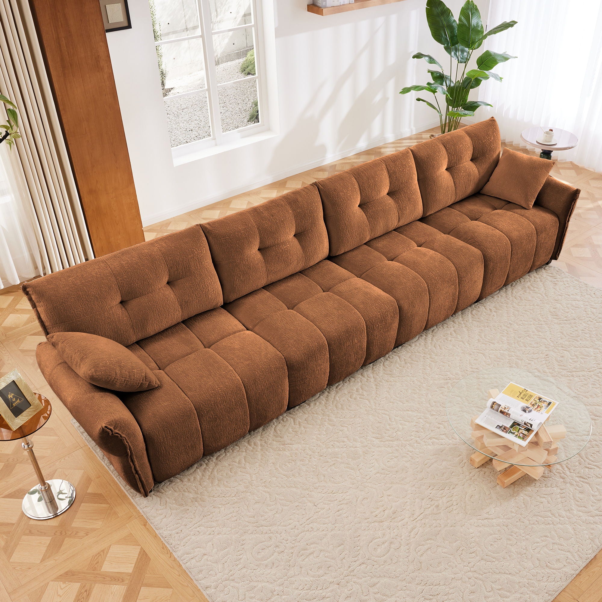 Modern Sofa & Pillows, Textured Cover, High Rebound Cushions - Image 13