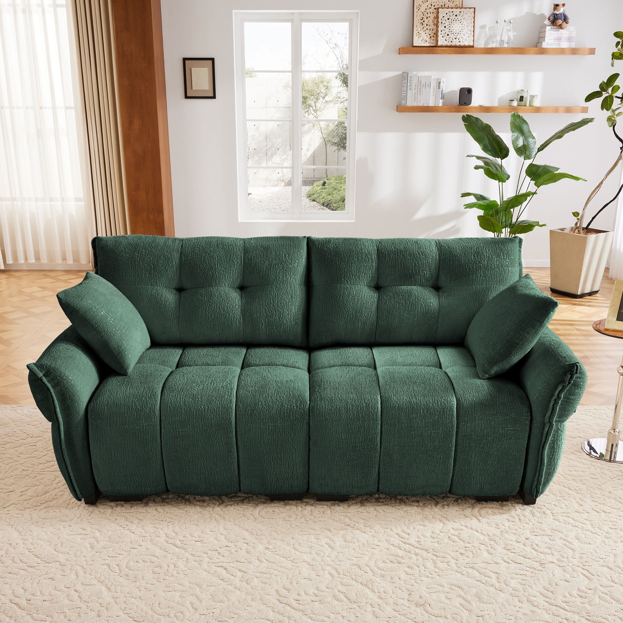 Modern Sofa & Pillows, Textured Cover, High Rebound Cushions - Image 79