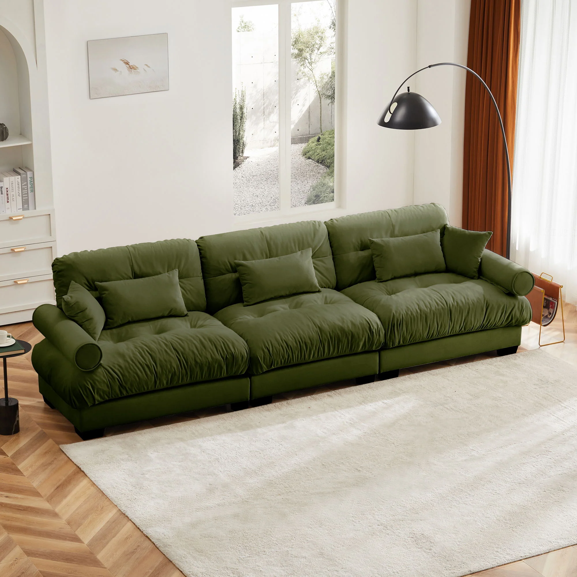 Modern Sofa With Bolstered Armrests And Pillows - Image 24