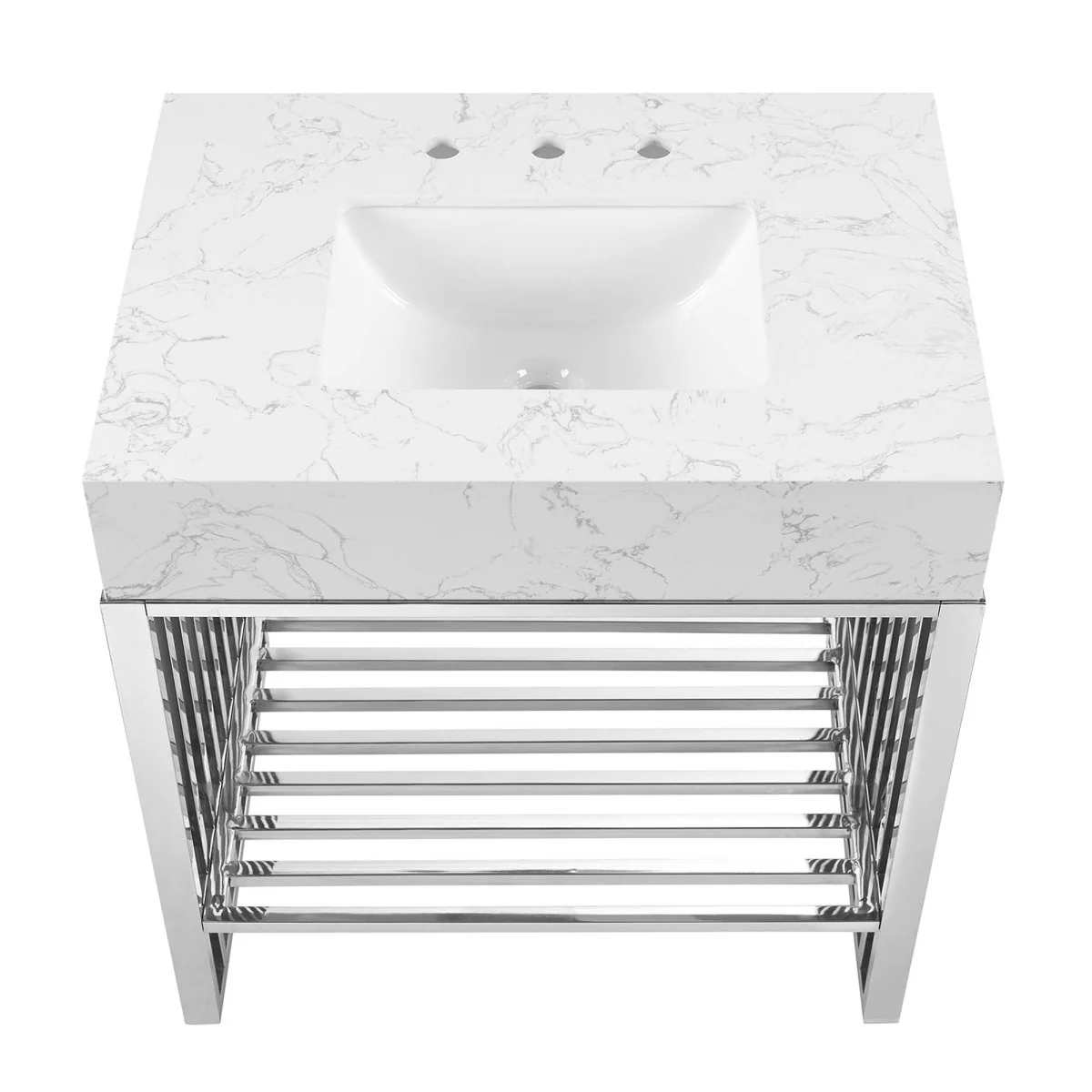 Modern Stainless Steel Bathroom Vanity with Sink - Image 15