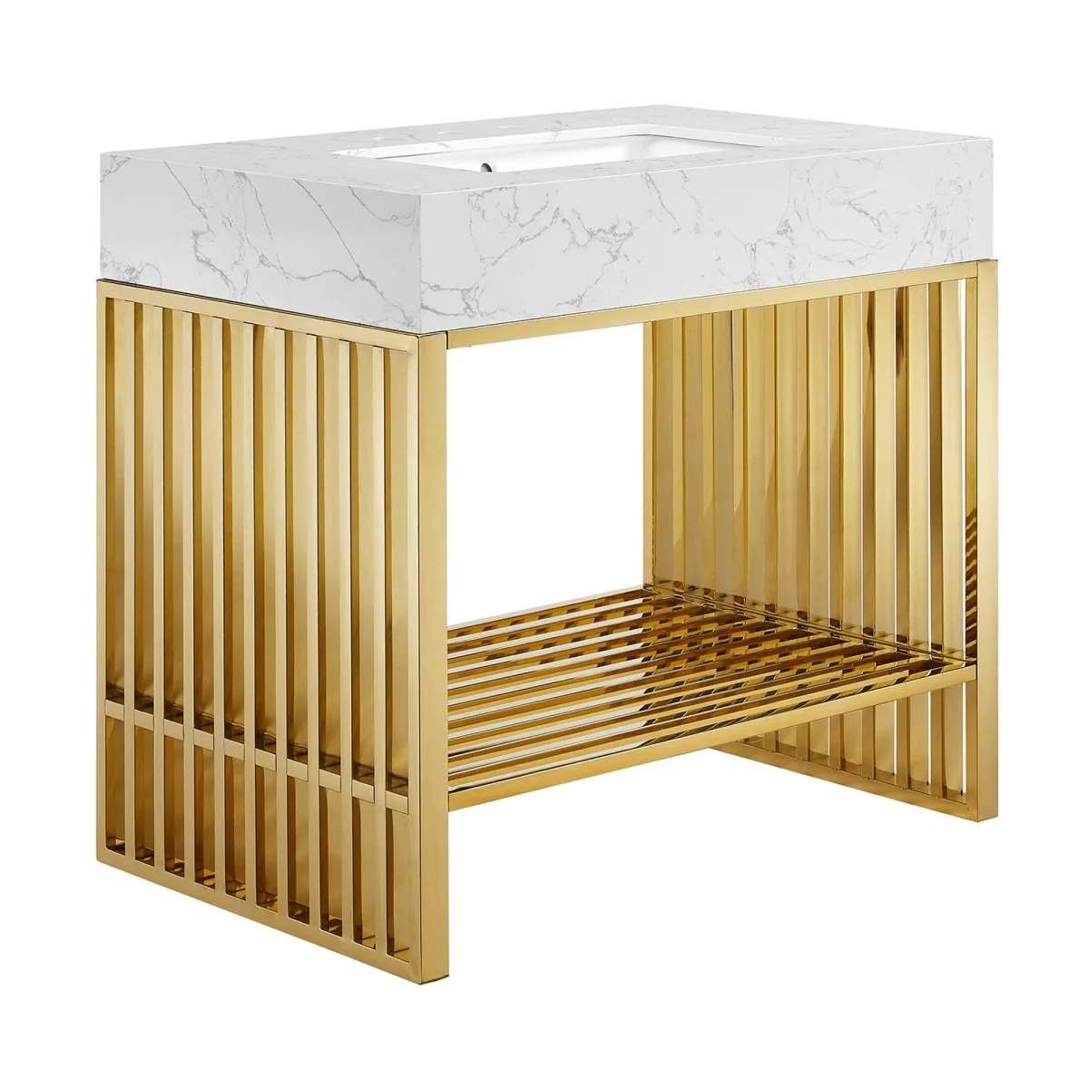 Modern Stainless Steel Bathroom Vanity with Sink - Image 37