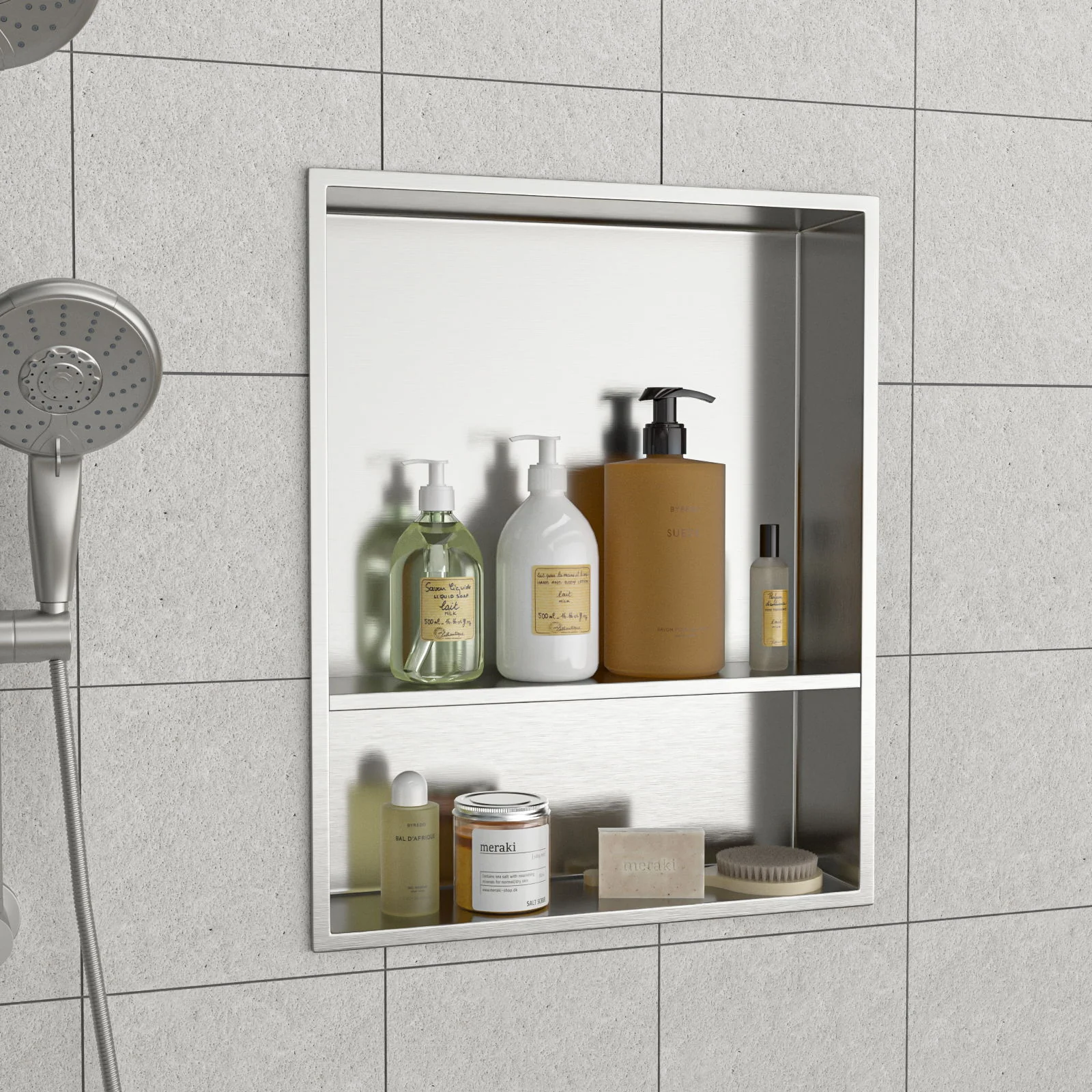 Modern Stainless Steel Shower Niche Double Shelf For Bathroom - Image 10