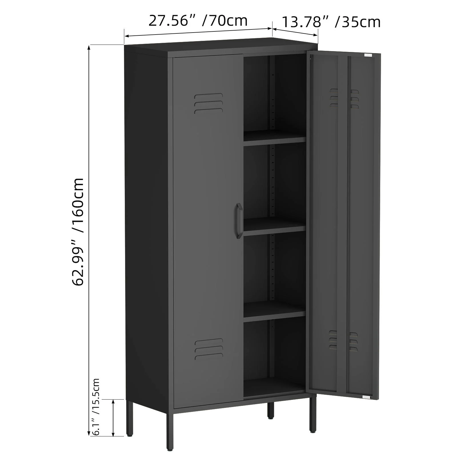 Modern Storage Cabinet With Adjustable Shelves, Magnetic Door Stopper - Image 15