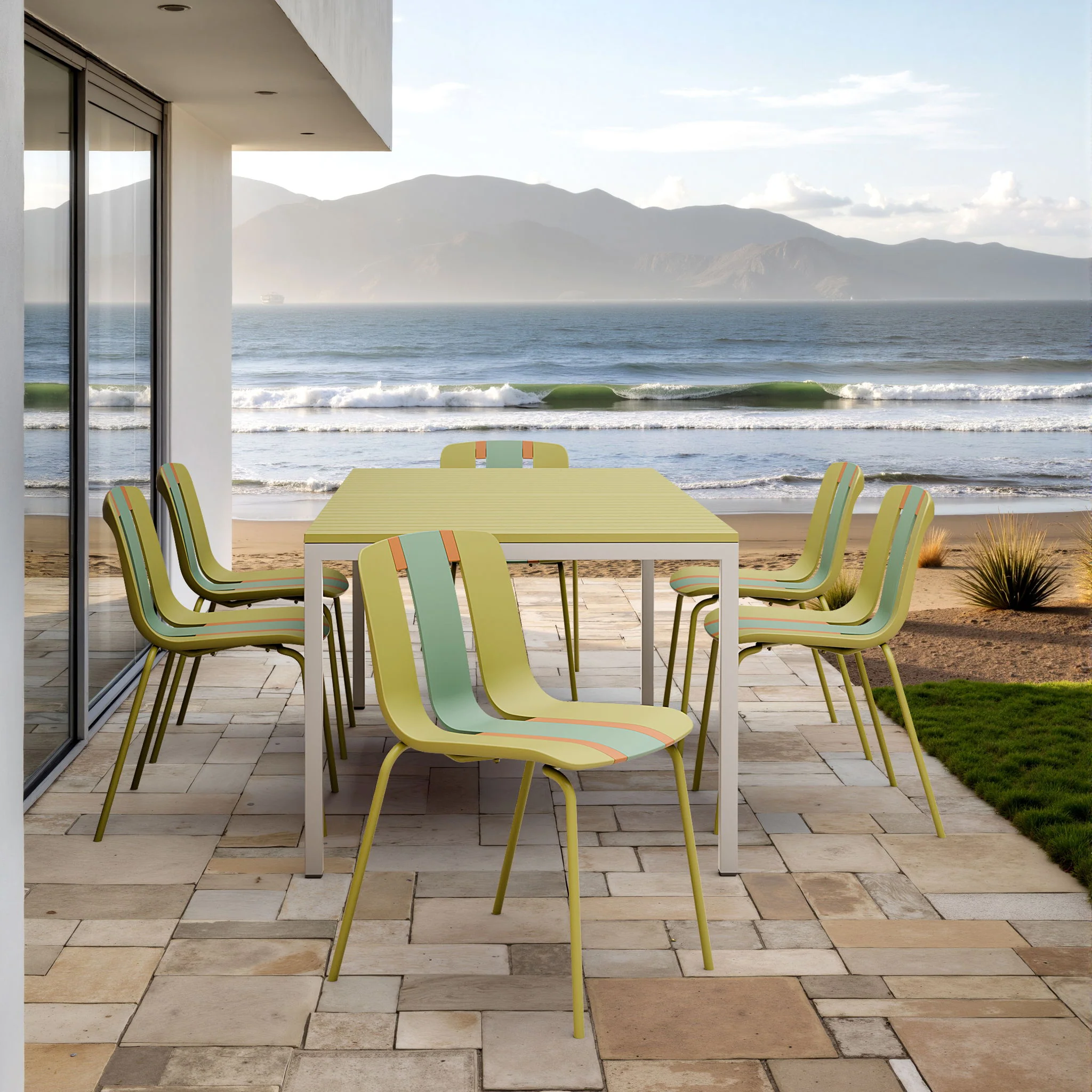 Modern Striped Blocking Single Chairs, Waterproof And Fade Resistant (Set of 4) - Image 4