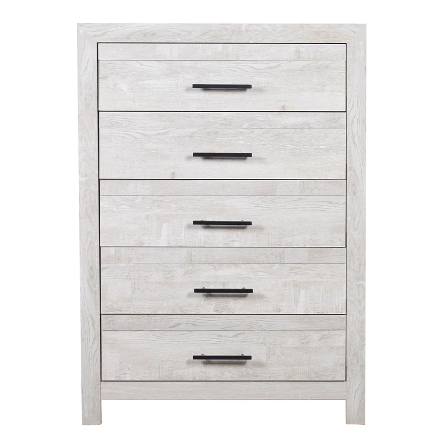 Modern Style 5 Drawer Chest In Natural Rustic Wood With Clean Lines And Spacious Storage
