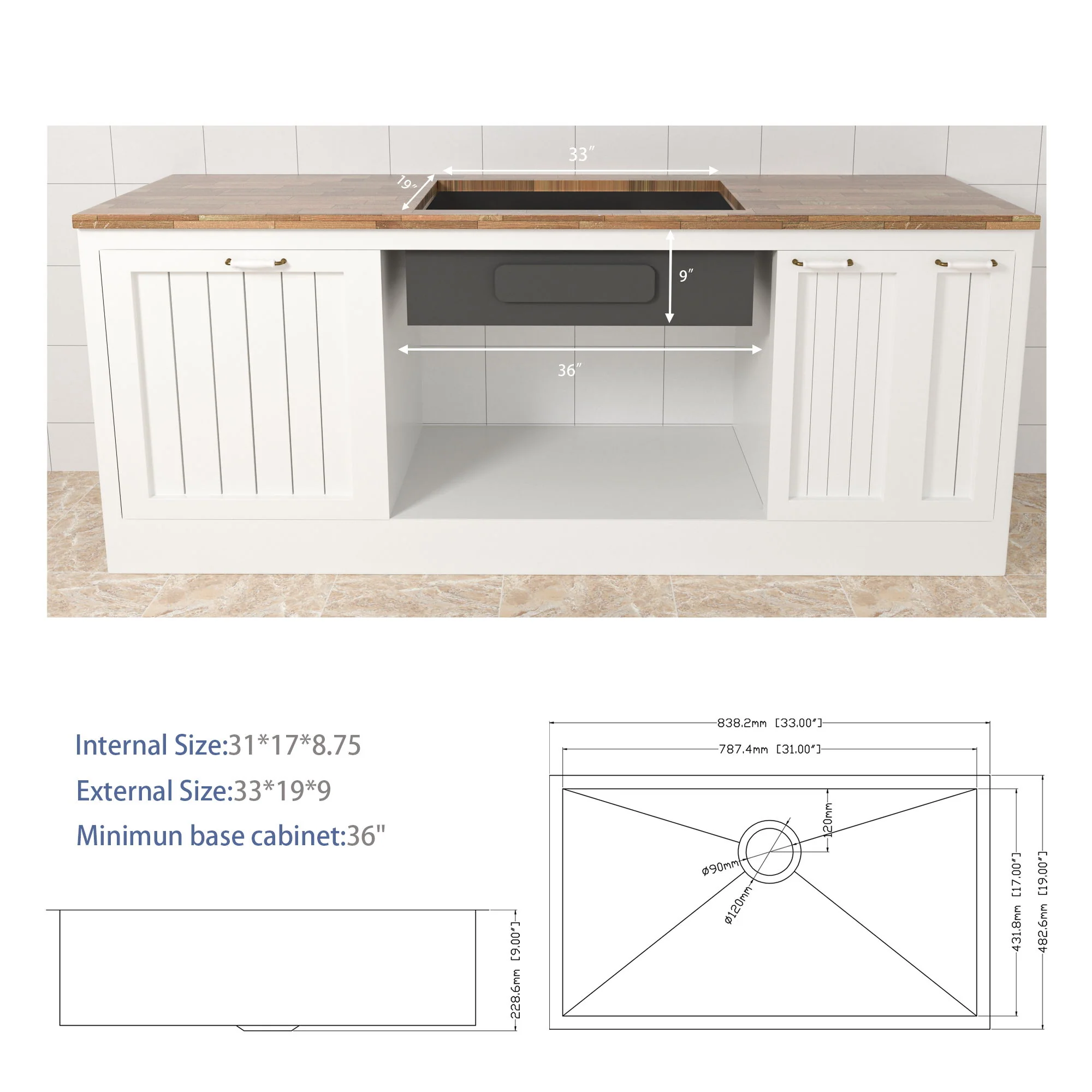 Modern Style Undermount Sink With Stainless Steel, Deep Single Bowl - Image 7