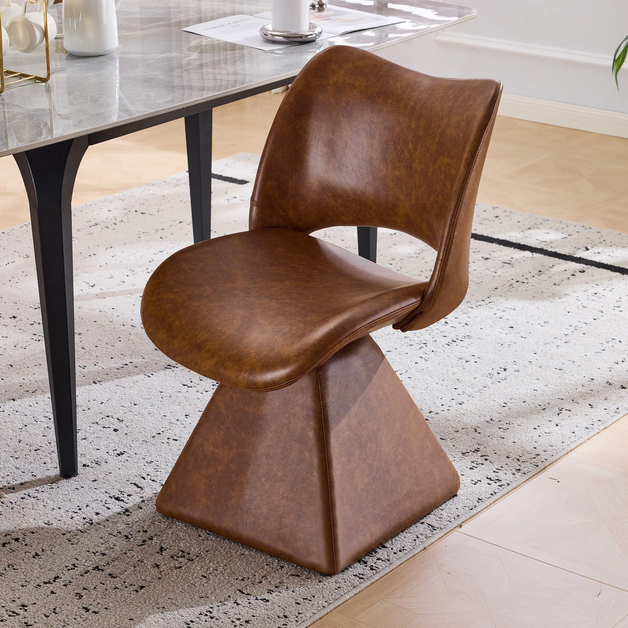 Modern Swivel Dining Chair With High Back - Image 9